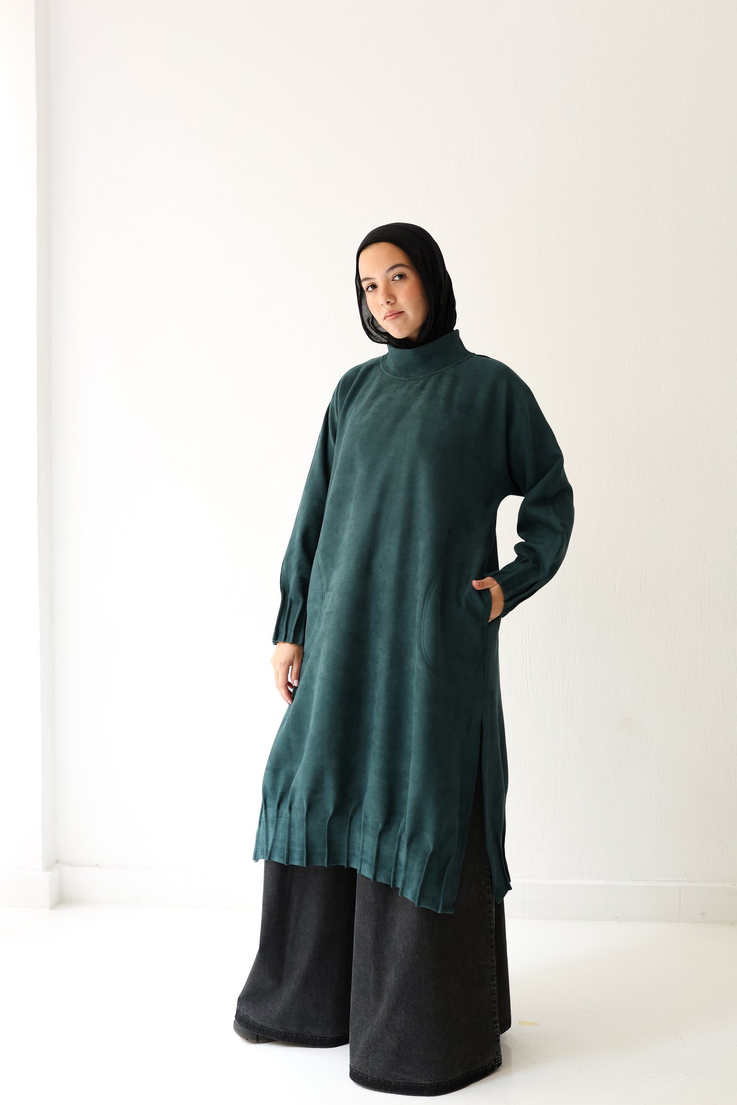 Edgy pleats top - Teal