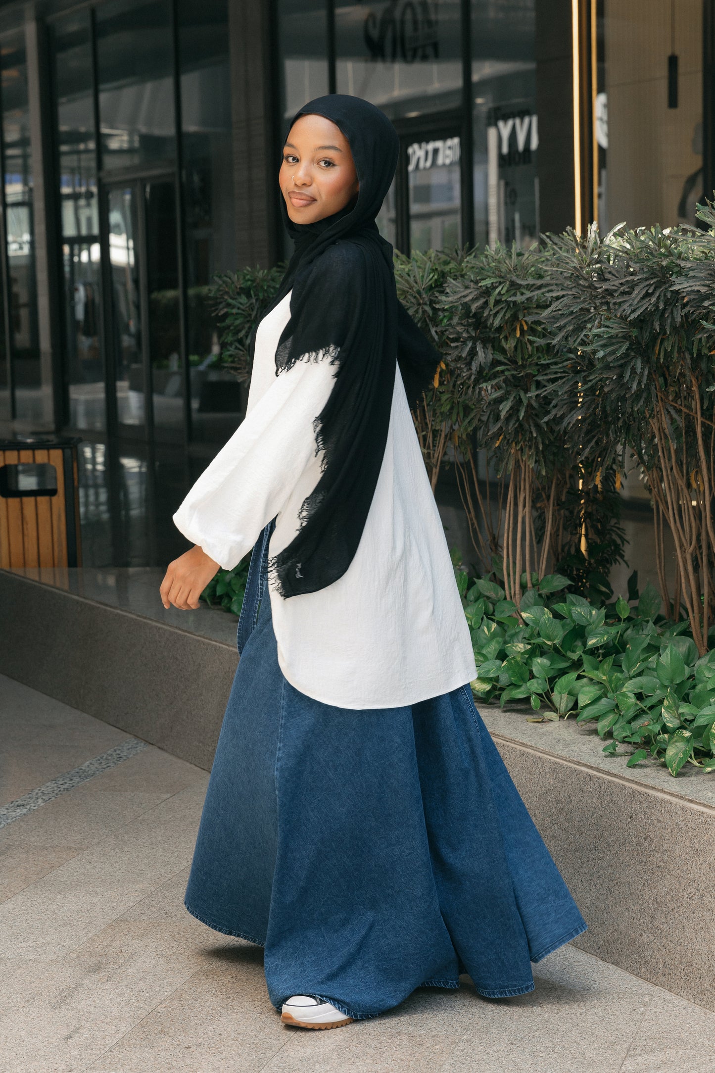 Cloche Couture Denim Skirt- Washed Blue