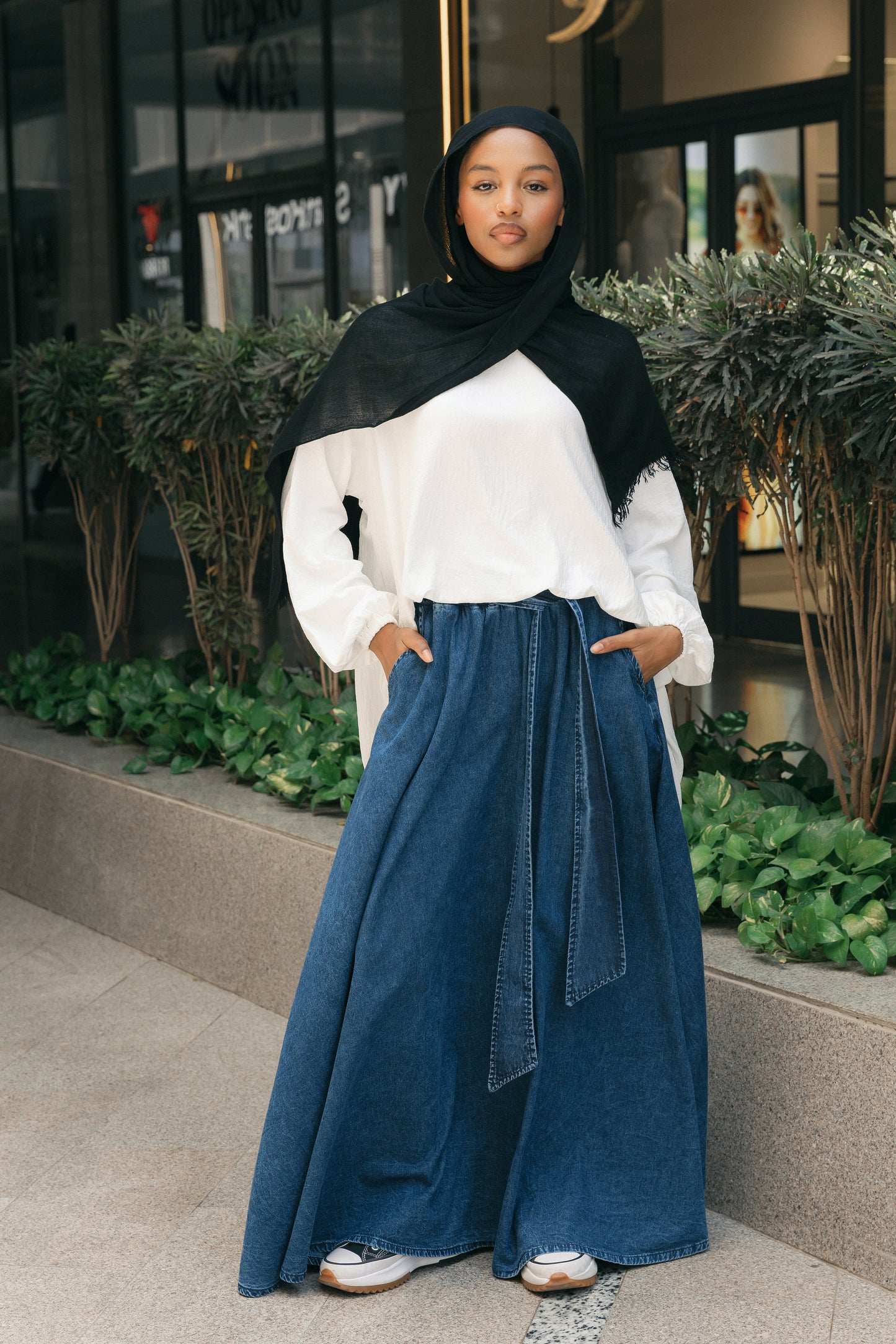 Cloche Couture Denim Skirt- Washed Blue