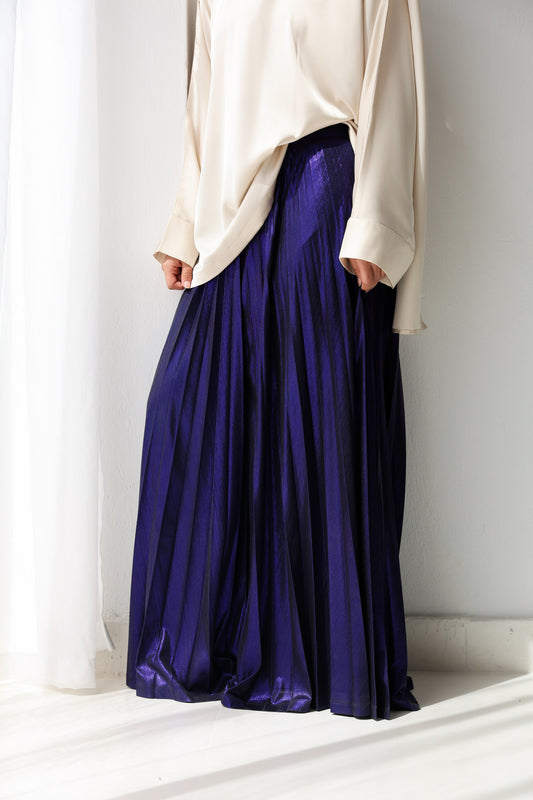 Shimmery Pleated Pants - Purple