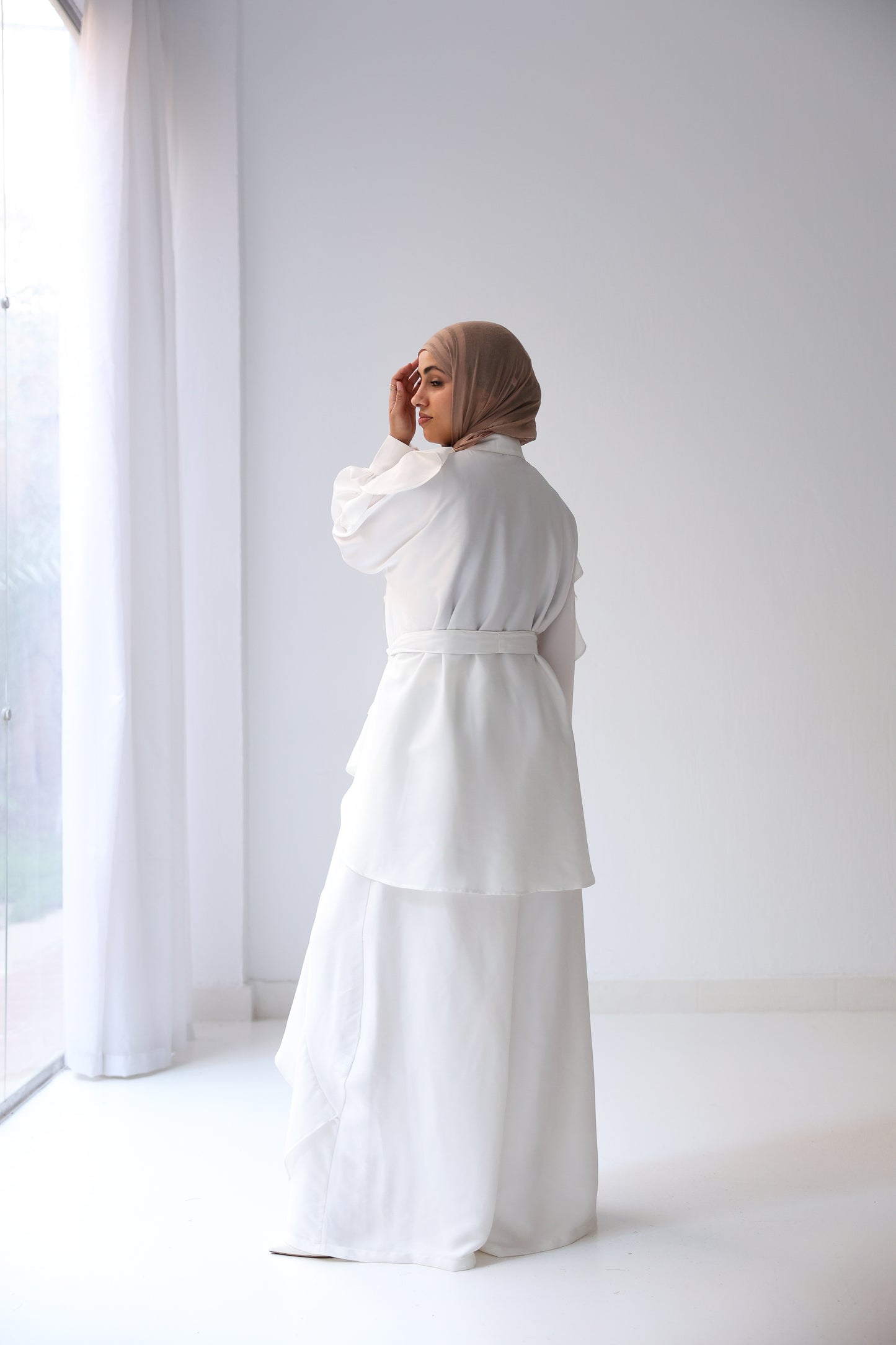 Satin Ruffles Set - White