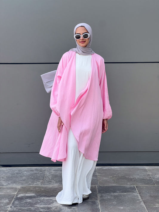 Simple serenity Linen Cardigan- Pink