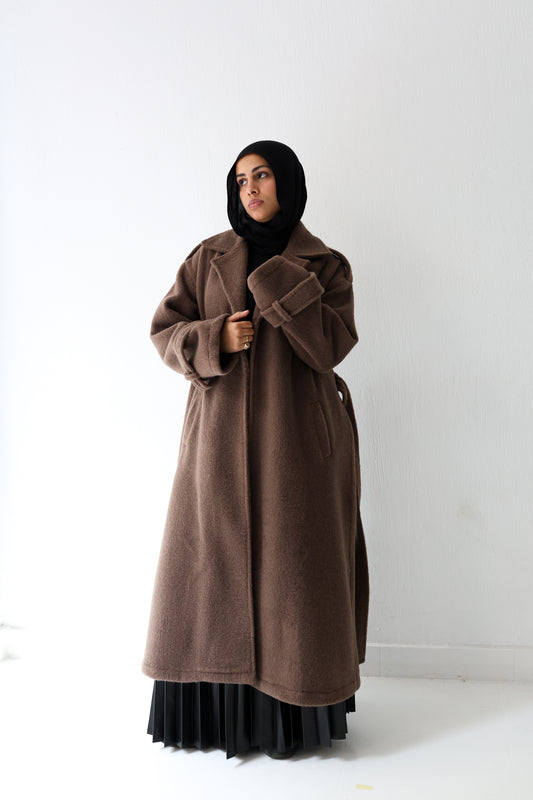 Mohair mantel coat - chocolate