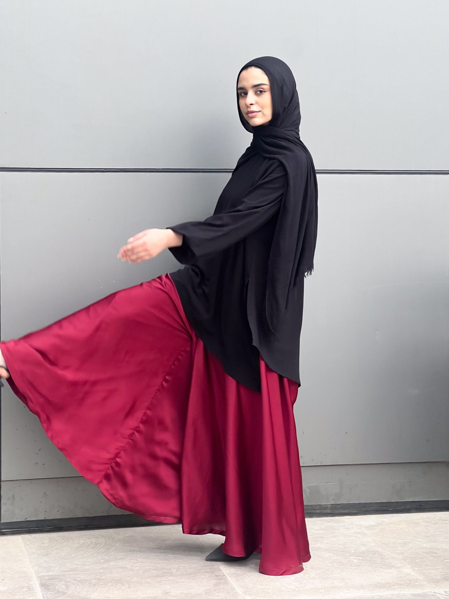 Silk Cloche Pants - Burgundy