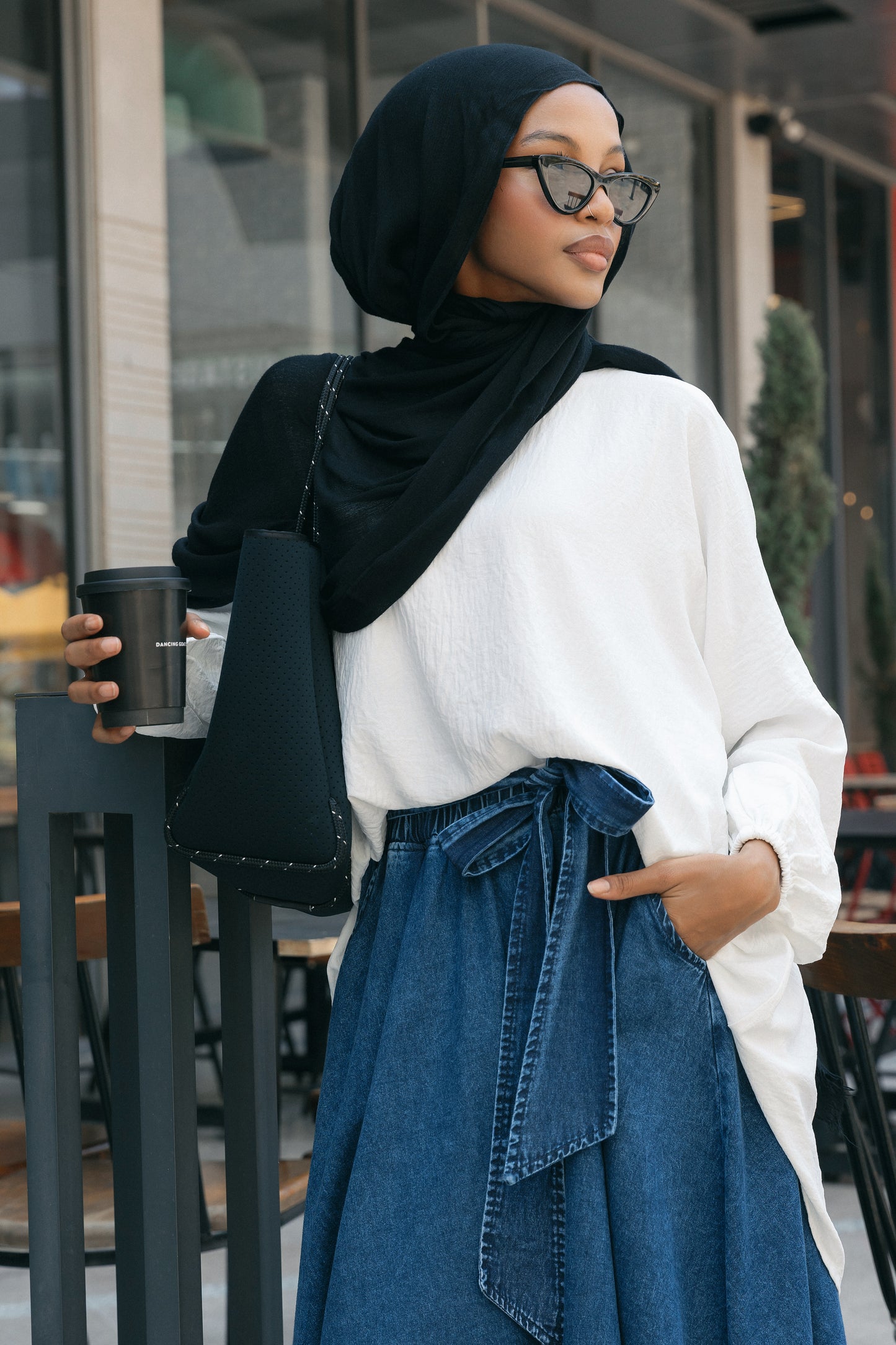 Cloche Couture Denim Skirt- Washed Blue