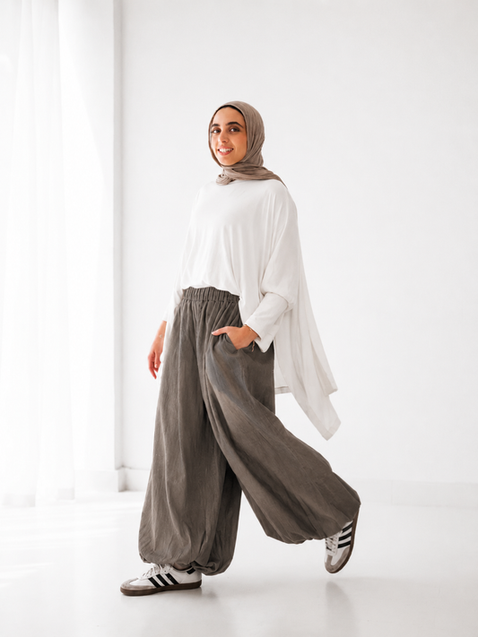 Balloon Linen Pants - Oreo