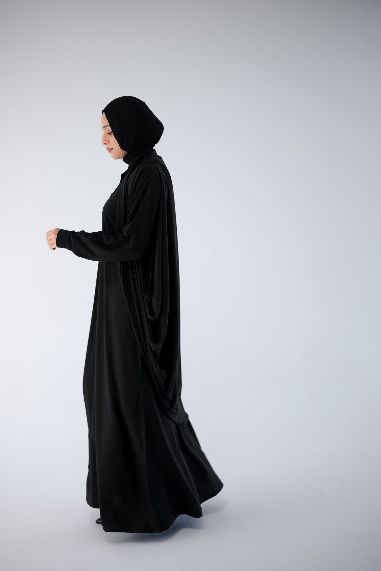 Draped Chiffon Cardigan - Black