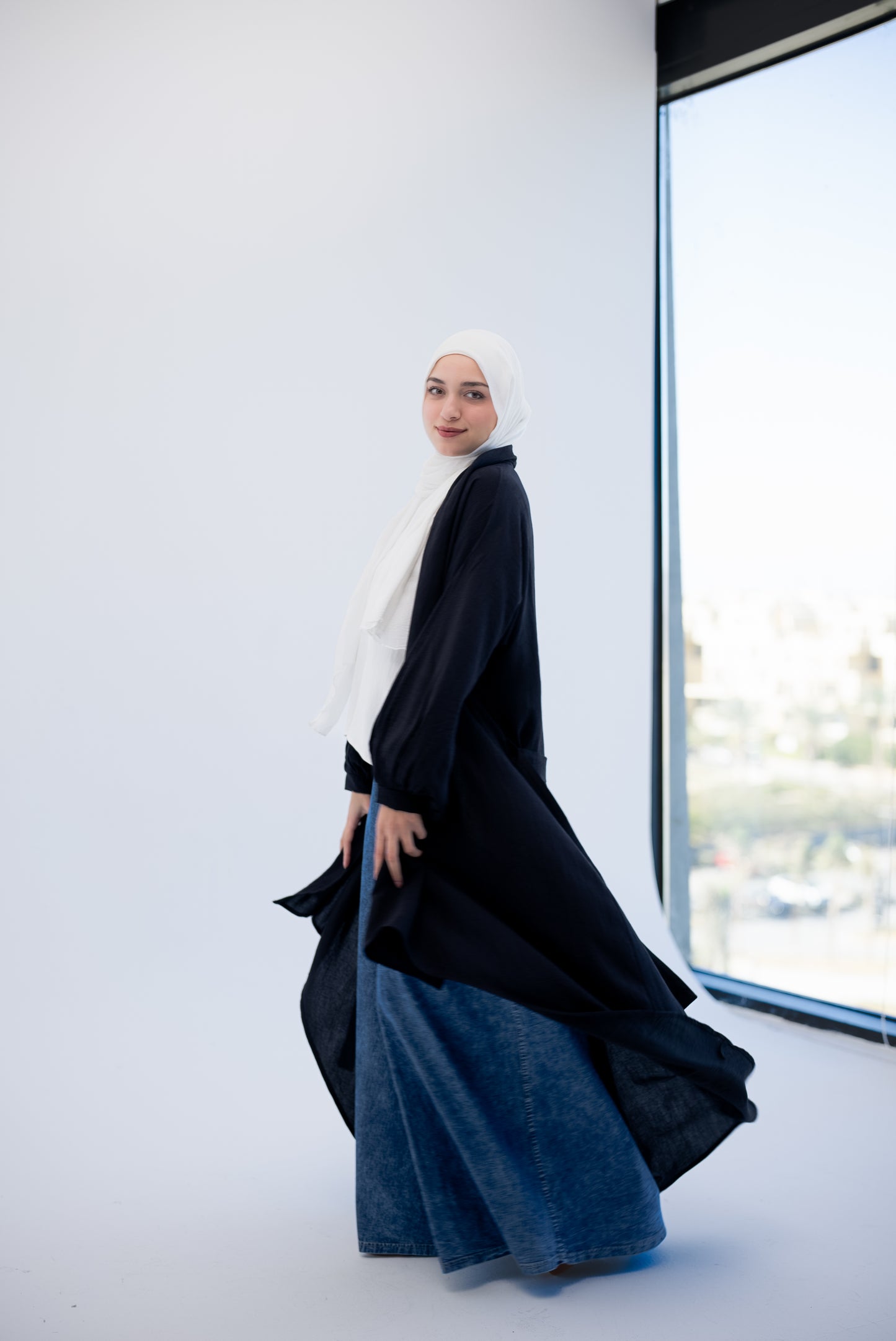 Linen Puffy Sleeves Cardigan- Black