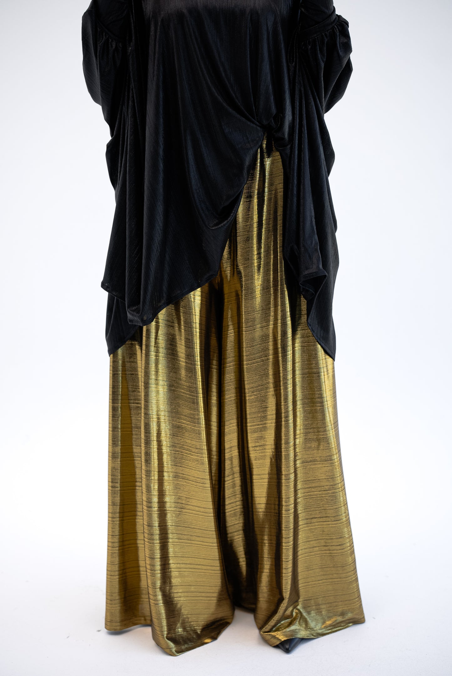 Shimmery Wide Leg Pants - Gold