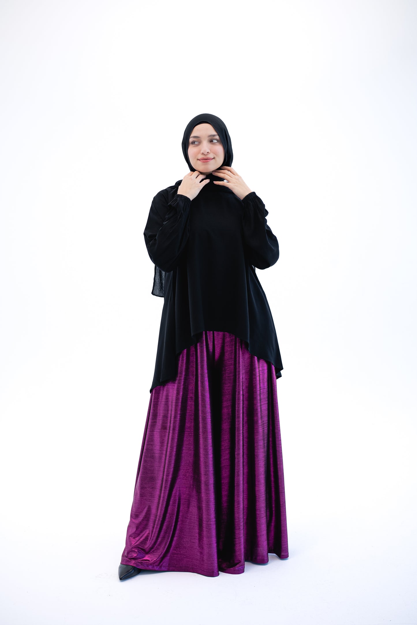 Shimmery Wide Leg Pants - Purple