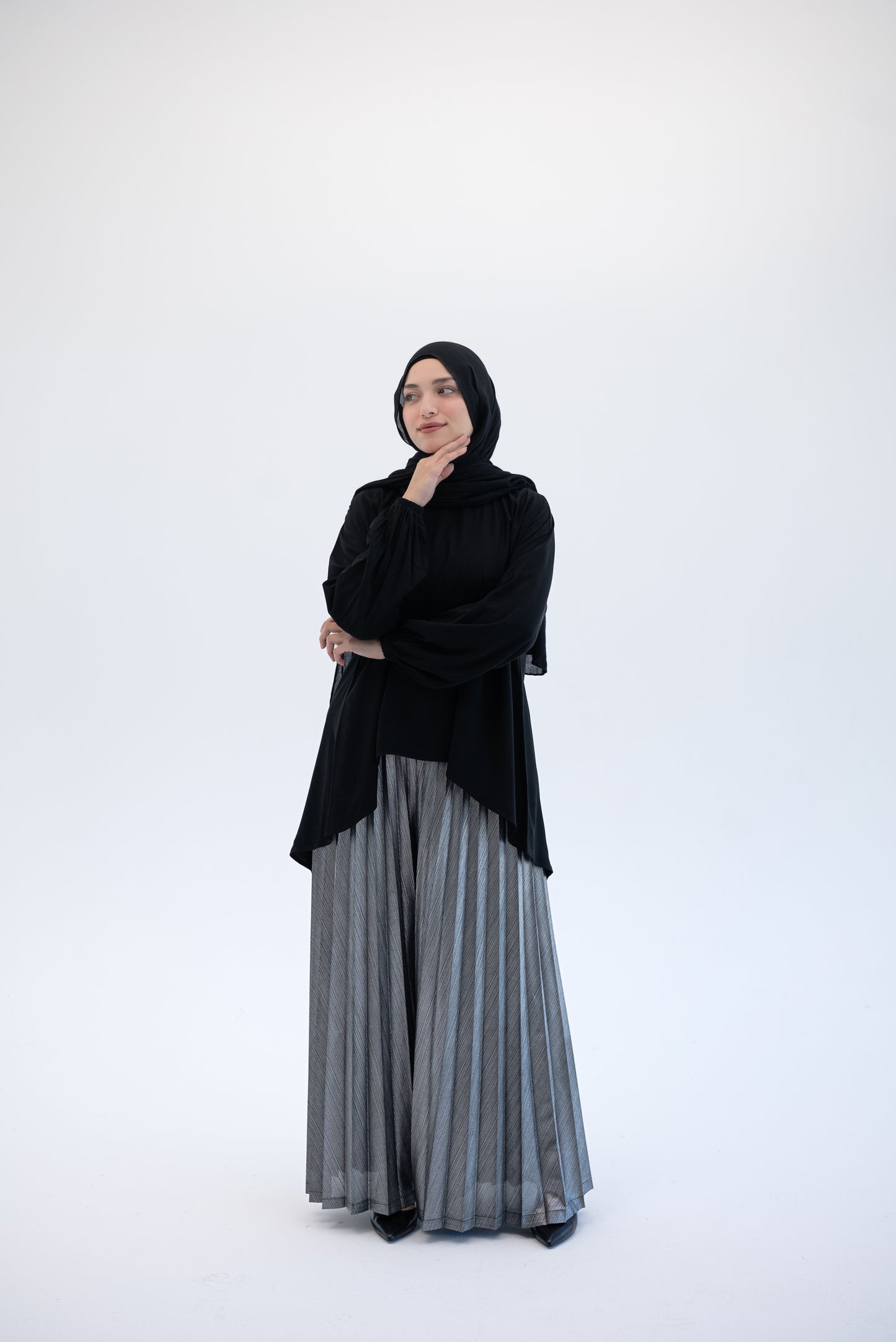 Shimmery Pleated Pants - Silver