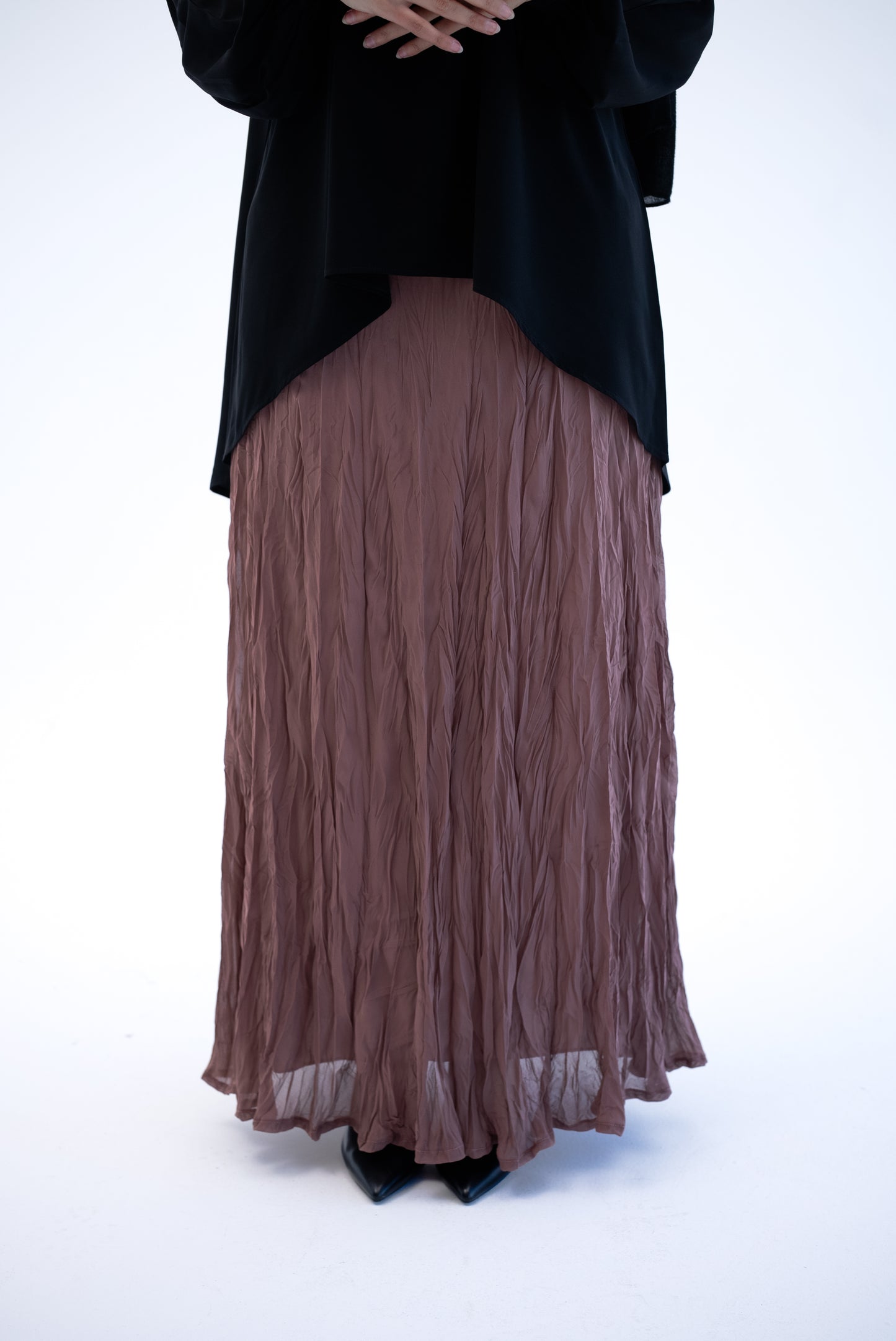 Crushed Chiffon Skirt - Cafe