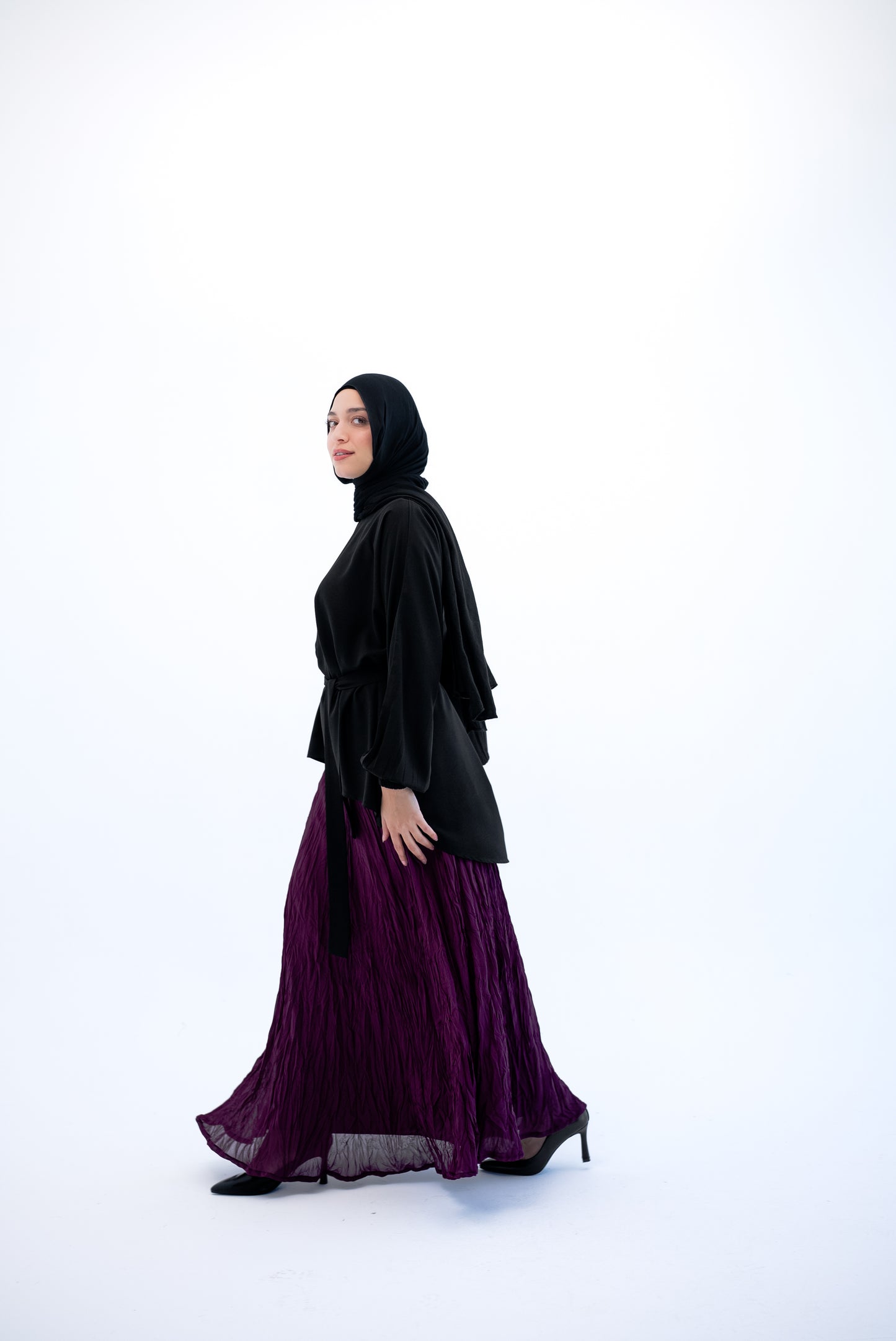 Crushed Chiffon Skirt - Purple