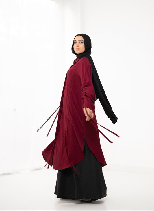 Drape Shirt - Cherry