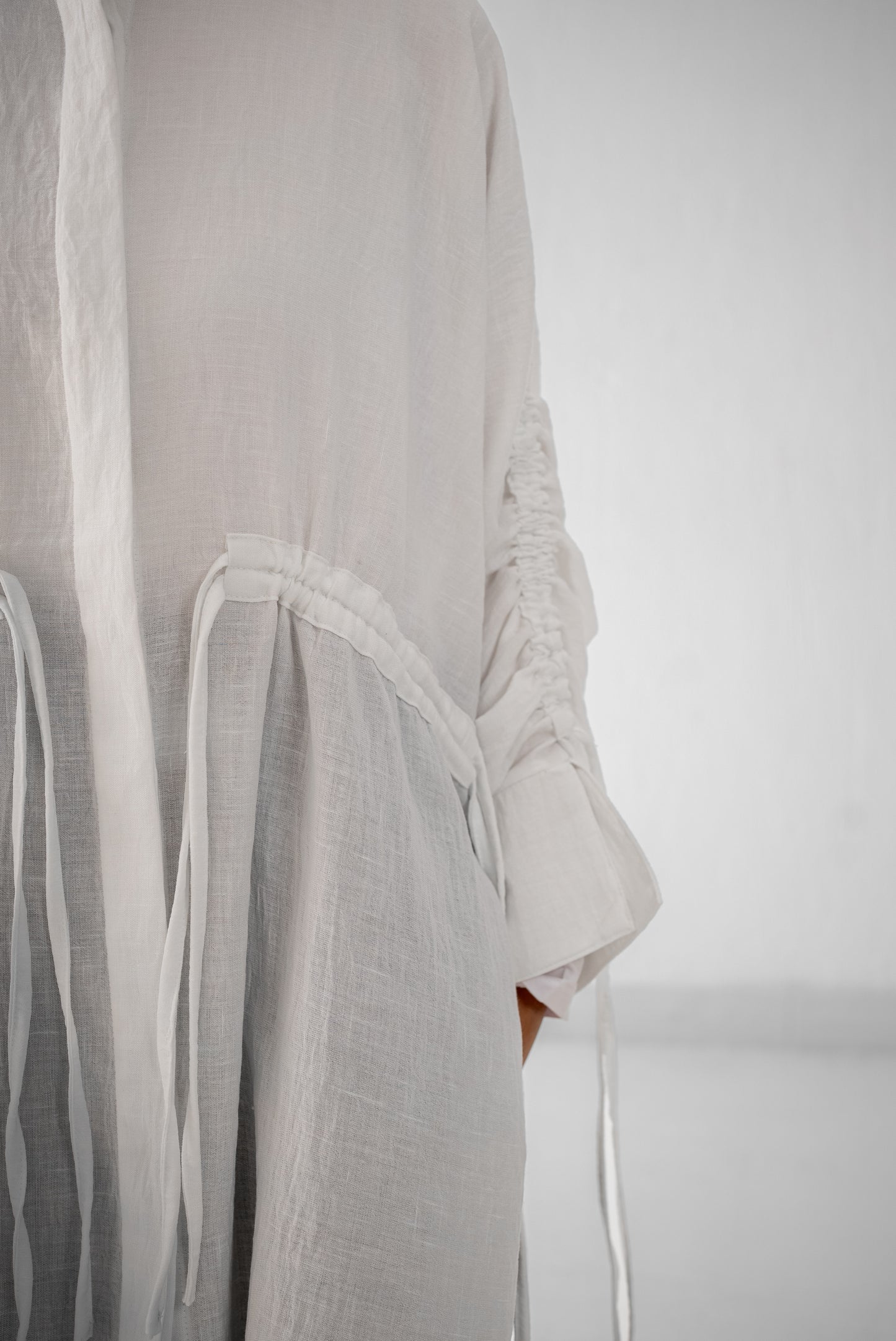 Cinched Cascade Shirt - White