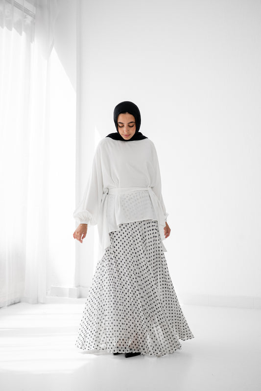 Pleats Perfection - Polka Dots White