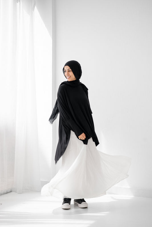 Crushed Chiffon Skirt - White