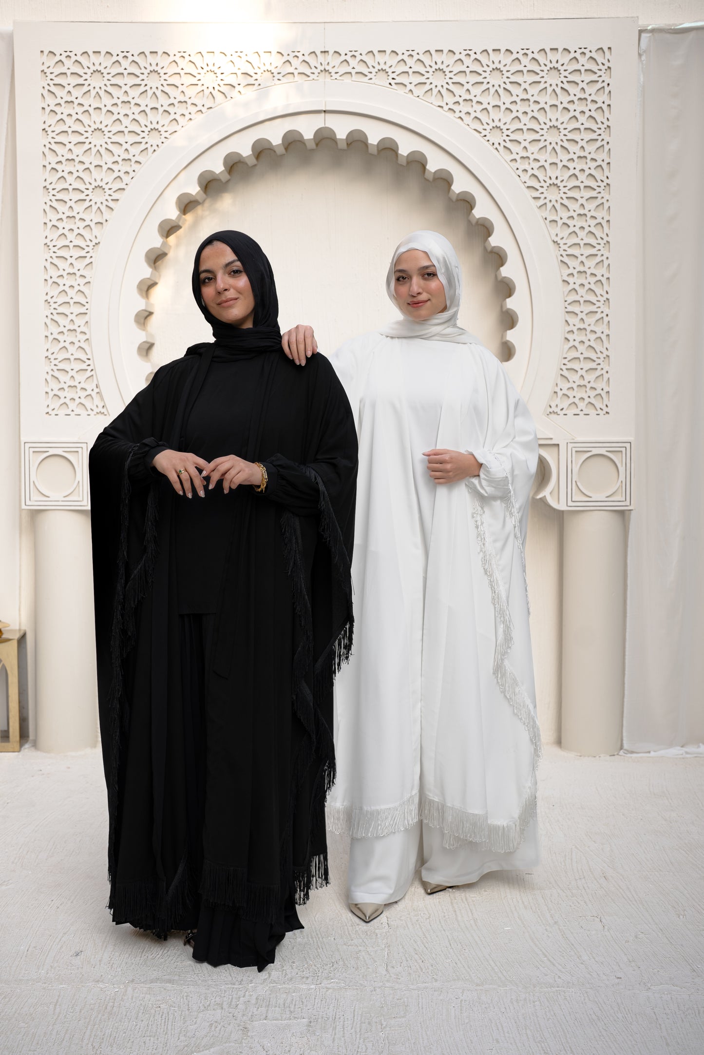 Fringes & Flare Cape - White