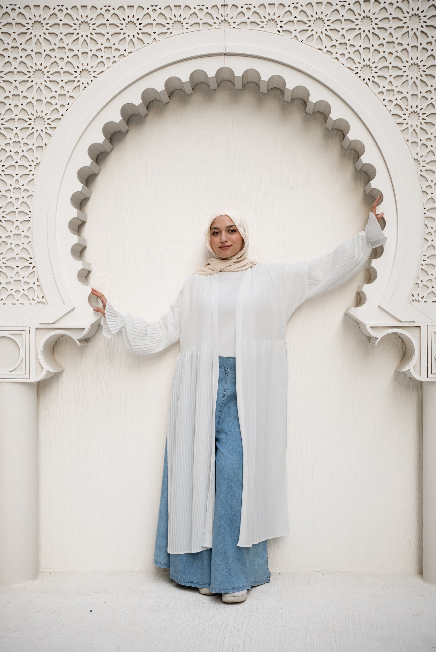 Petal Pleats Cape - White