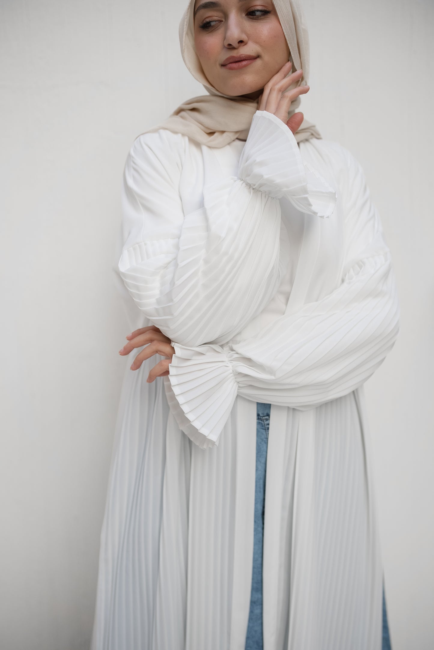 Petal Pleats Cape - White