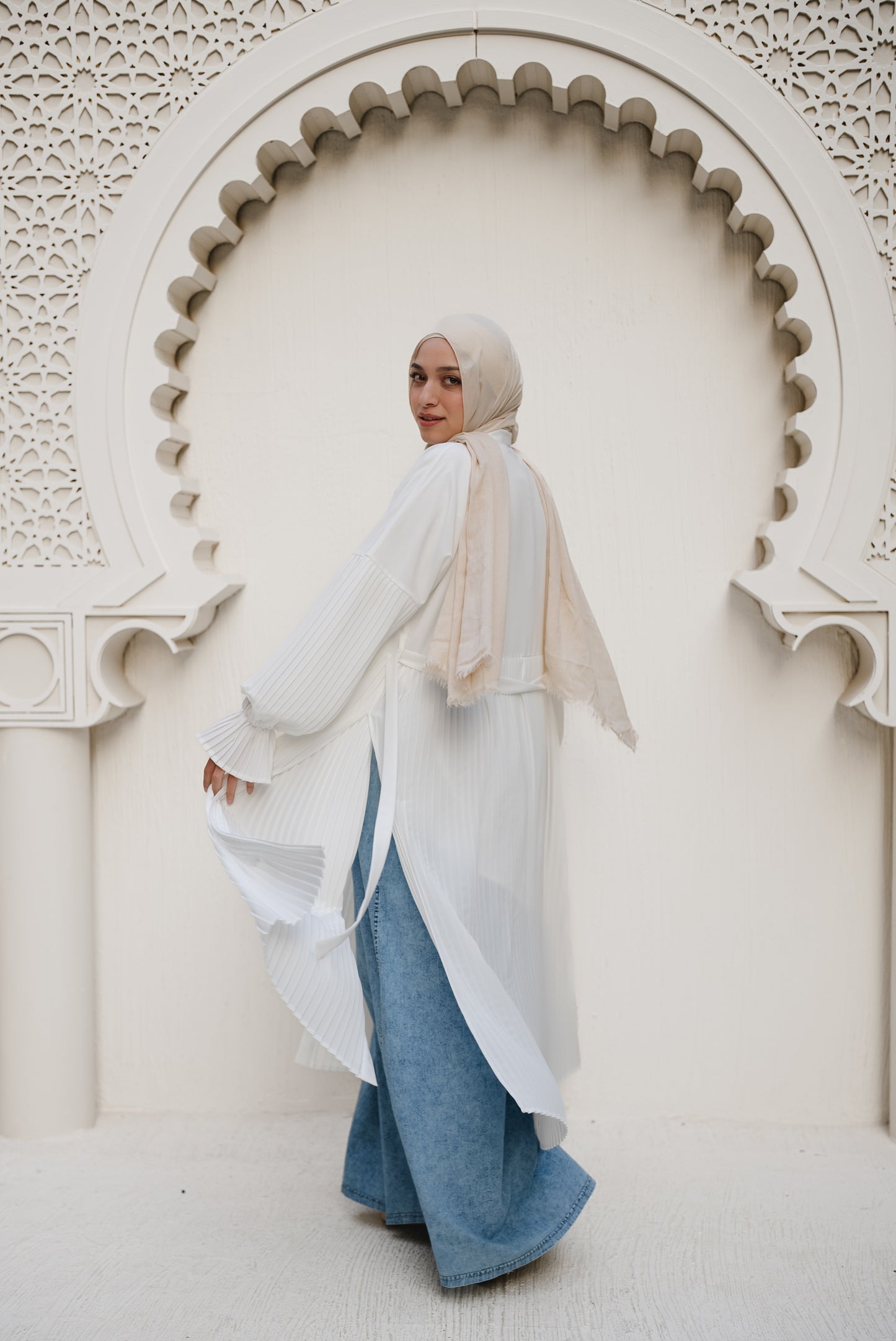 Petal Pleats Cape - White