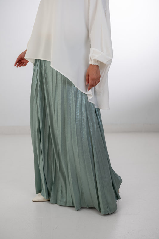 Shimmery Pleats Perfection - Sage Green
