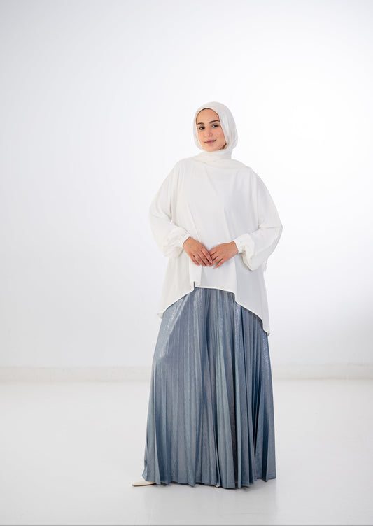 Shimmery Pleated Pants - Blue Mist