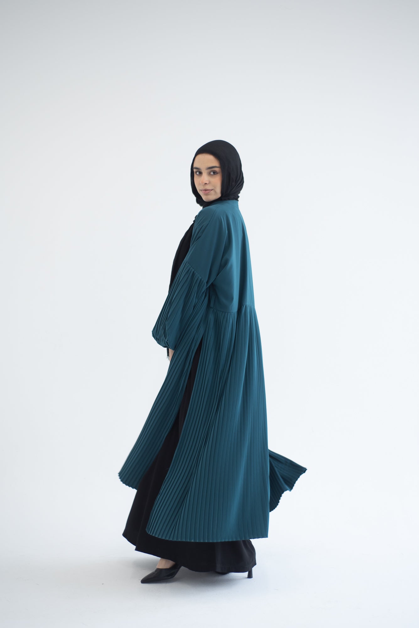 Petal Pleats Cardigan - Teal