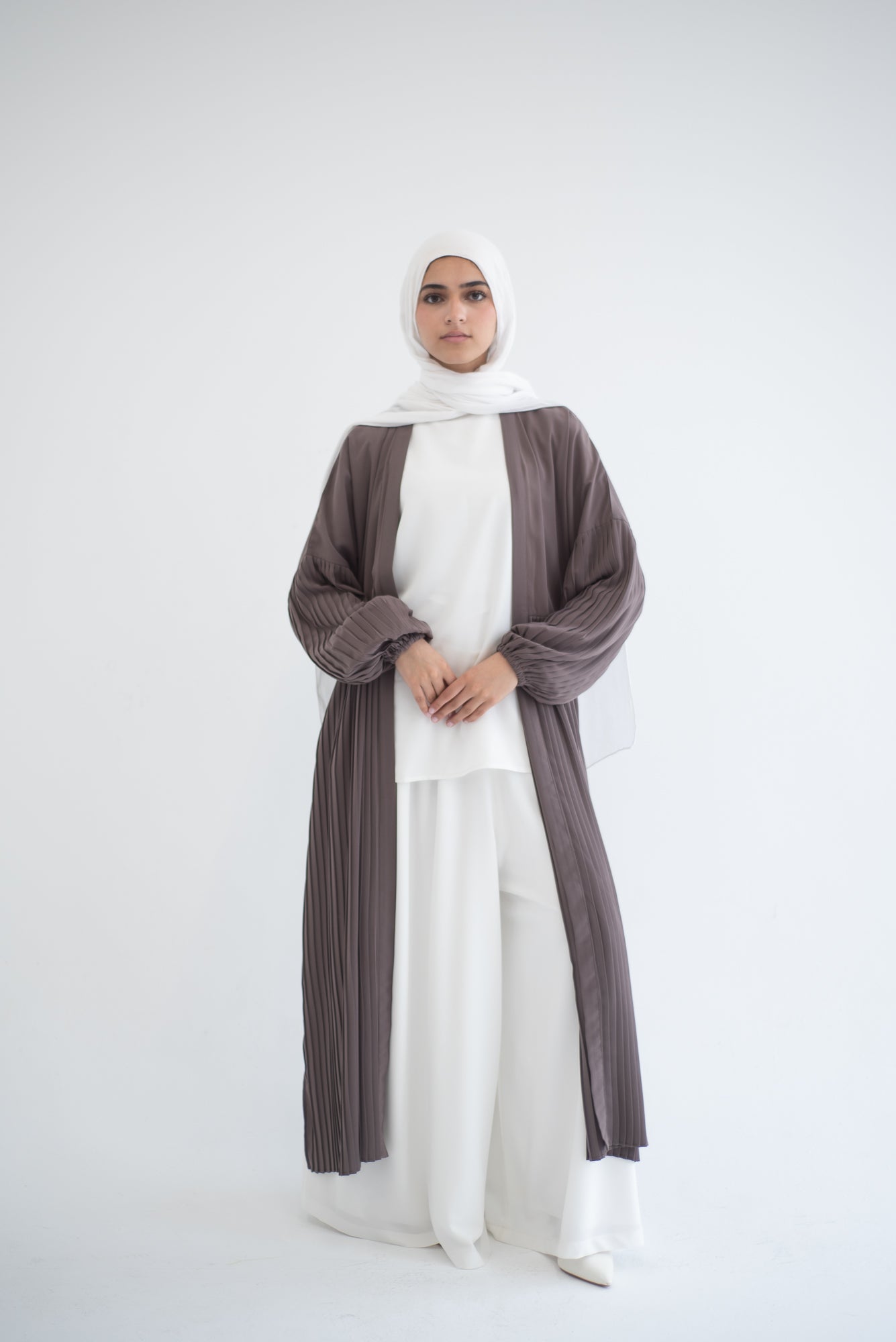 Petal Pleats Cardigan - Cocoa