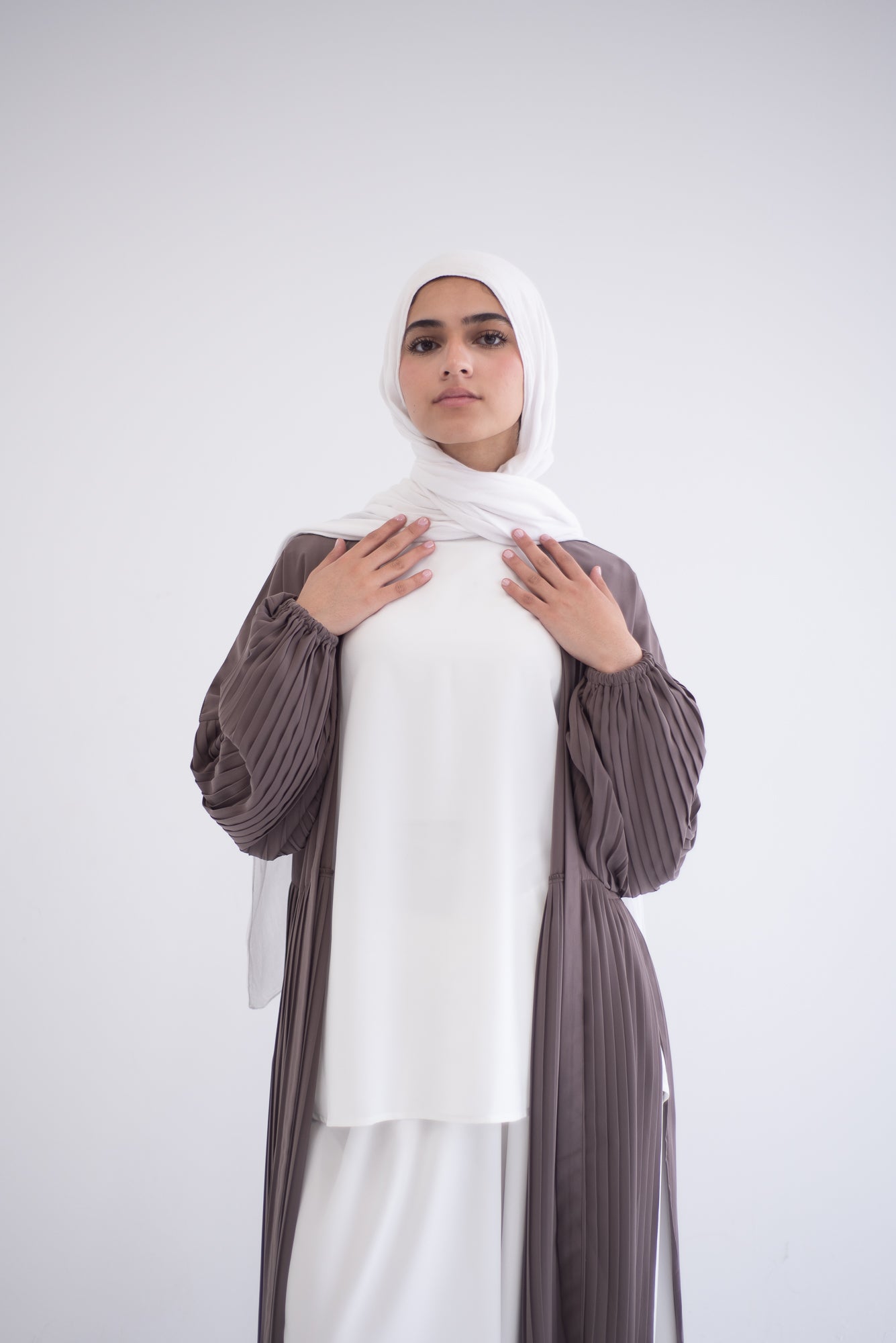 Petal Pleats Cardigan - Cocoa