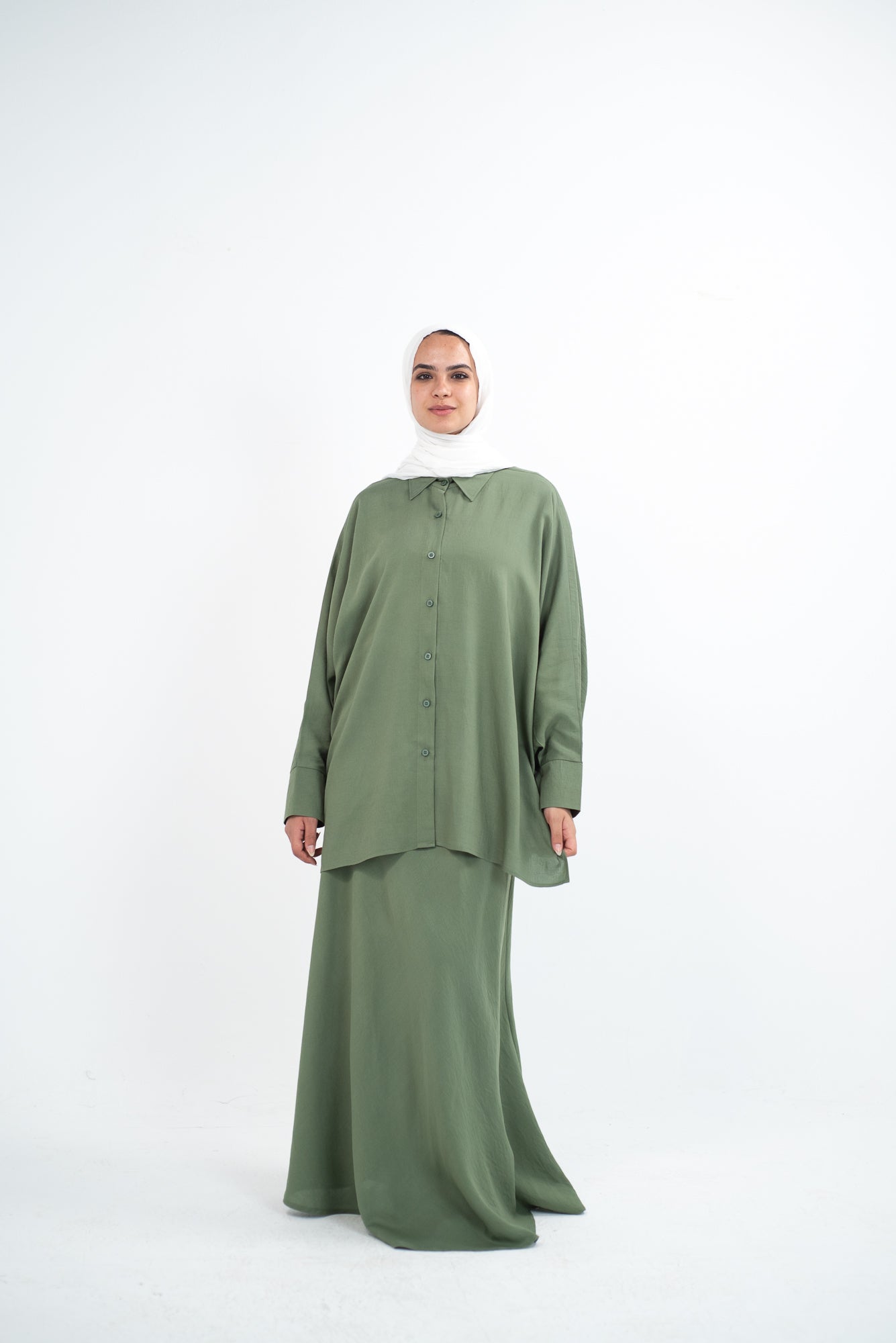 FLARE & FLOW LINEN SET - Olive