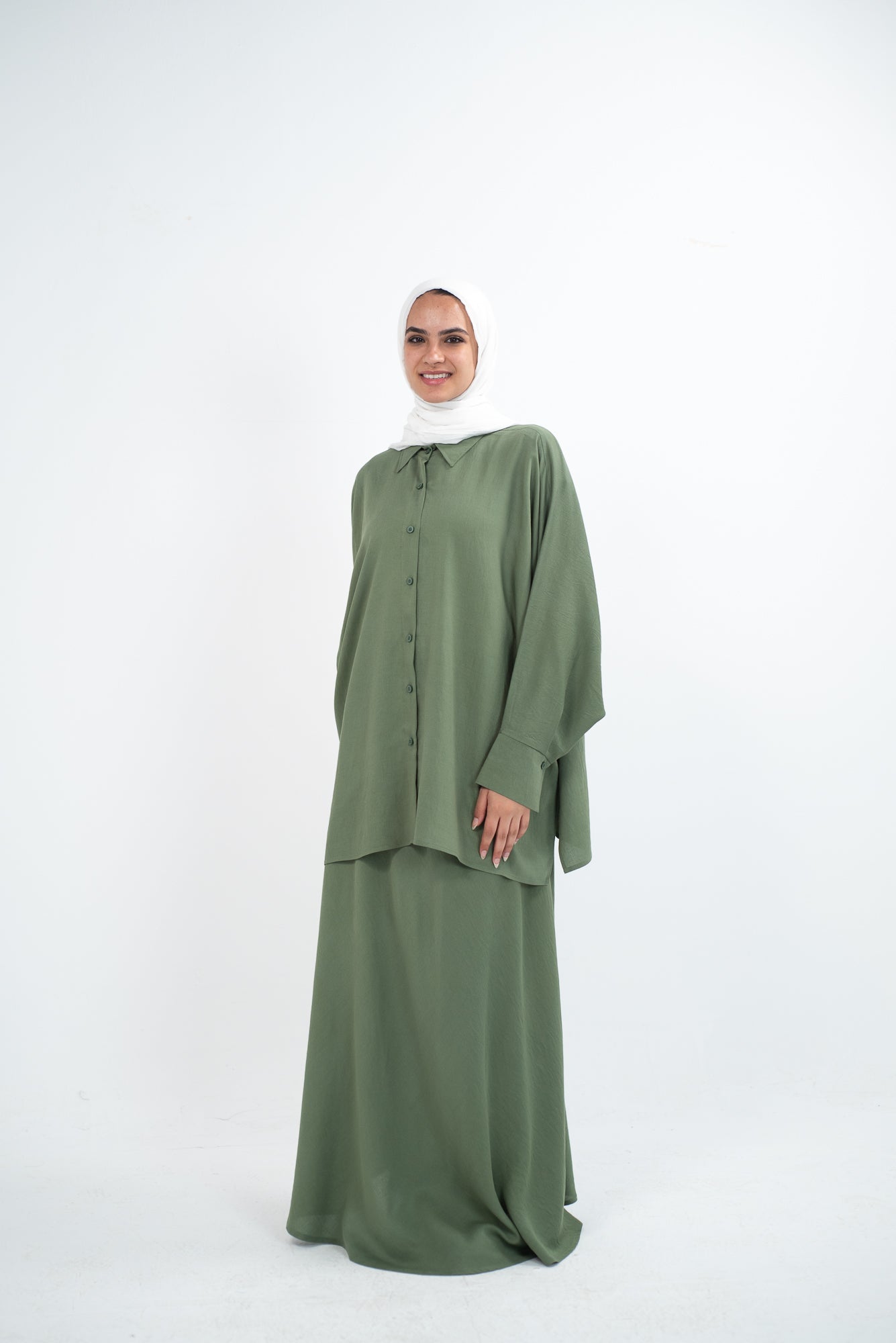 FLARE & FLOW LINEN SET - Olive