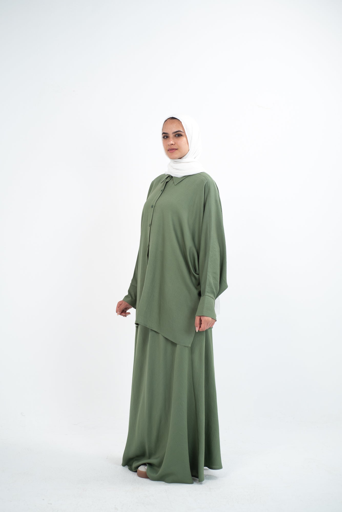 FLARE & FLOW LINEN SET - Olive