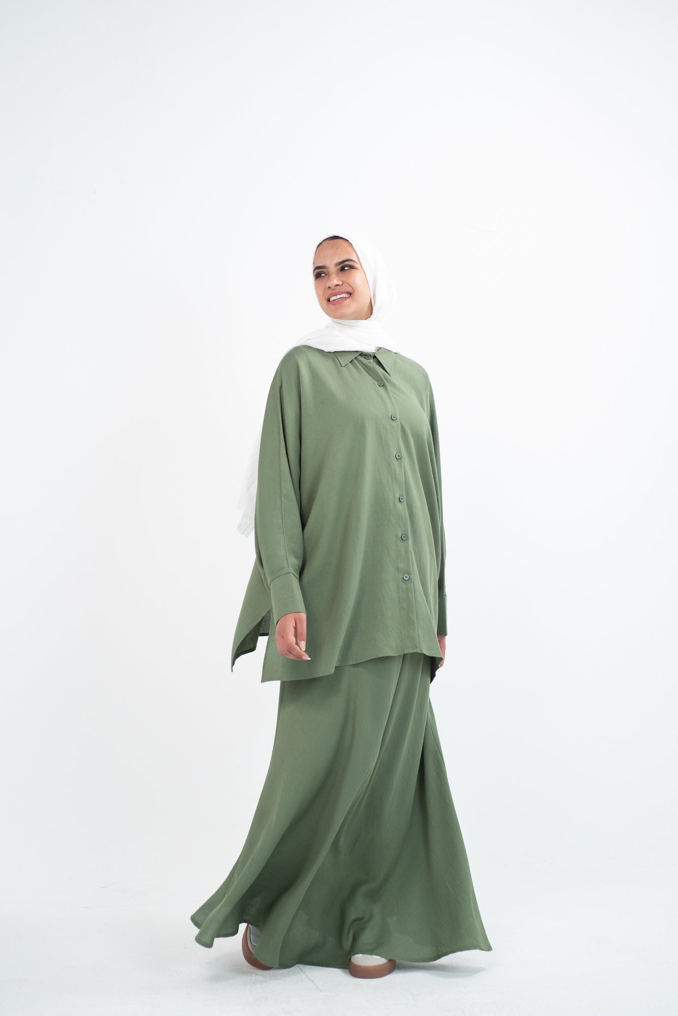 FLARE & FLOW LINEN SET - Olive
