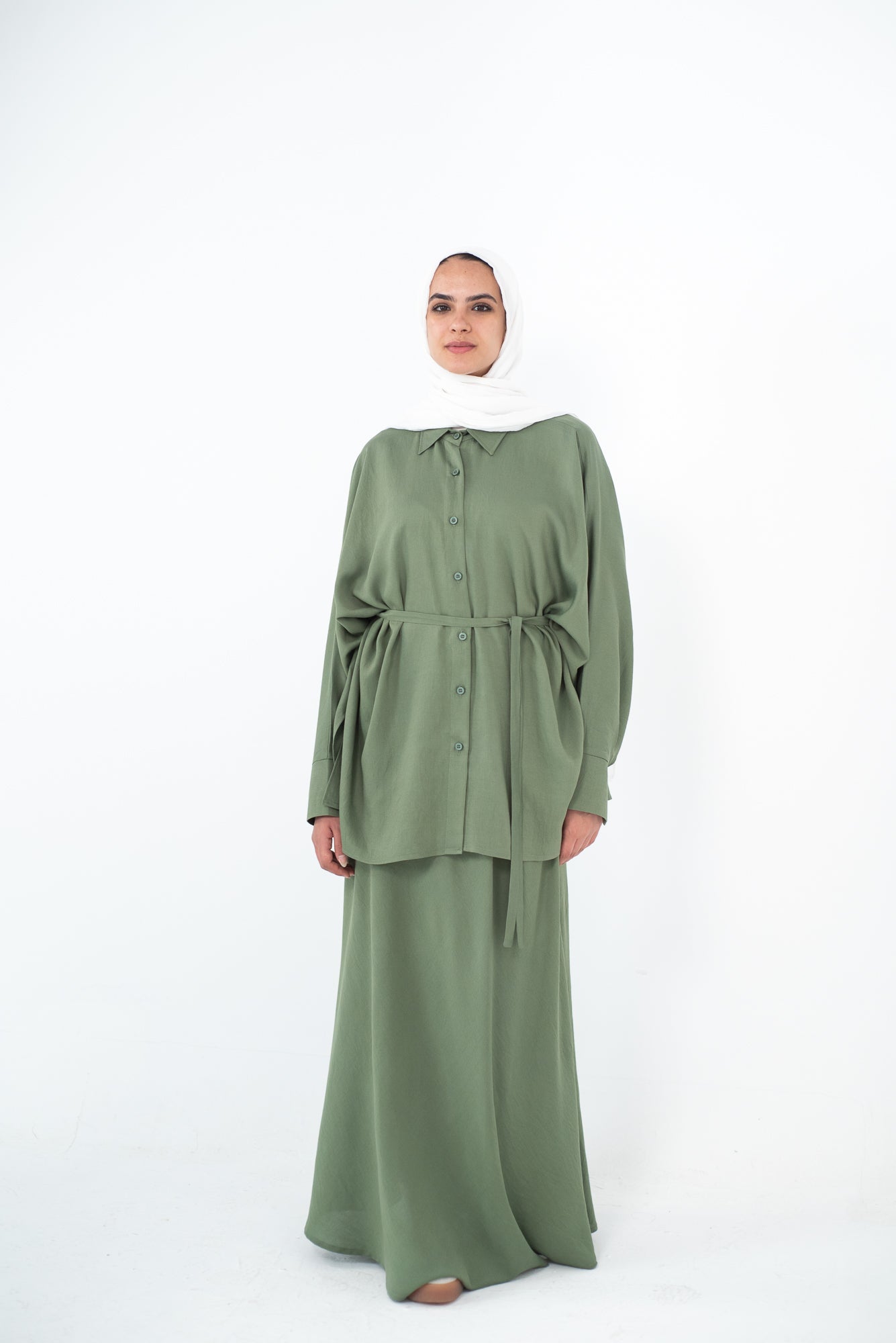 FLARE & FLOW LINEN SET - Olive
