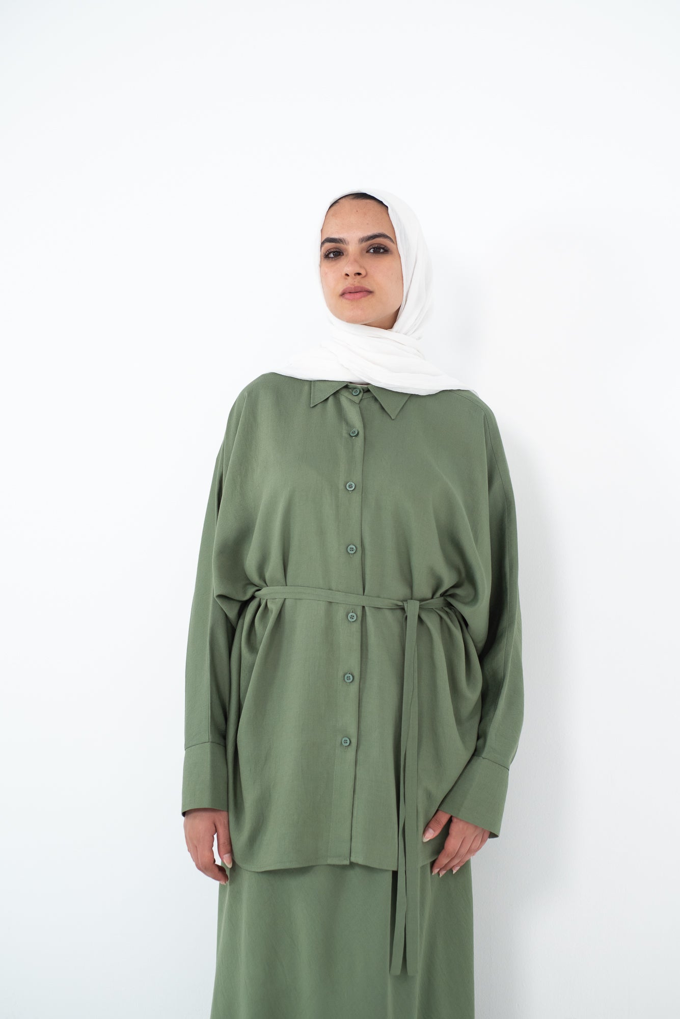 FLARE & FLOW LINEN SET - Olive