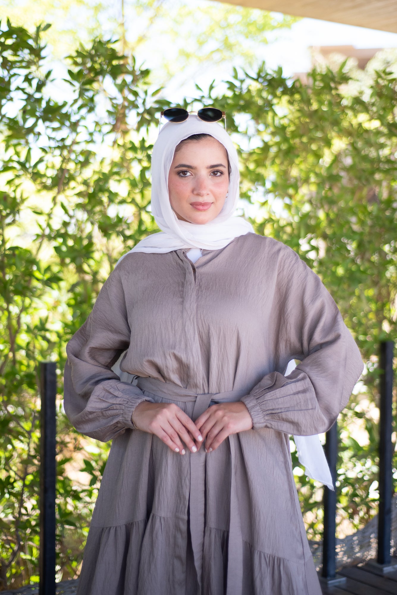 Frills Linen Dress - Greige