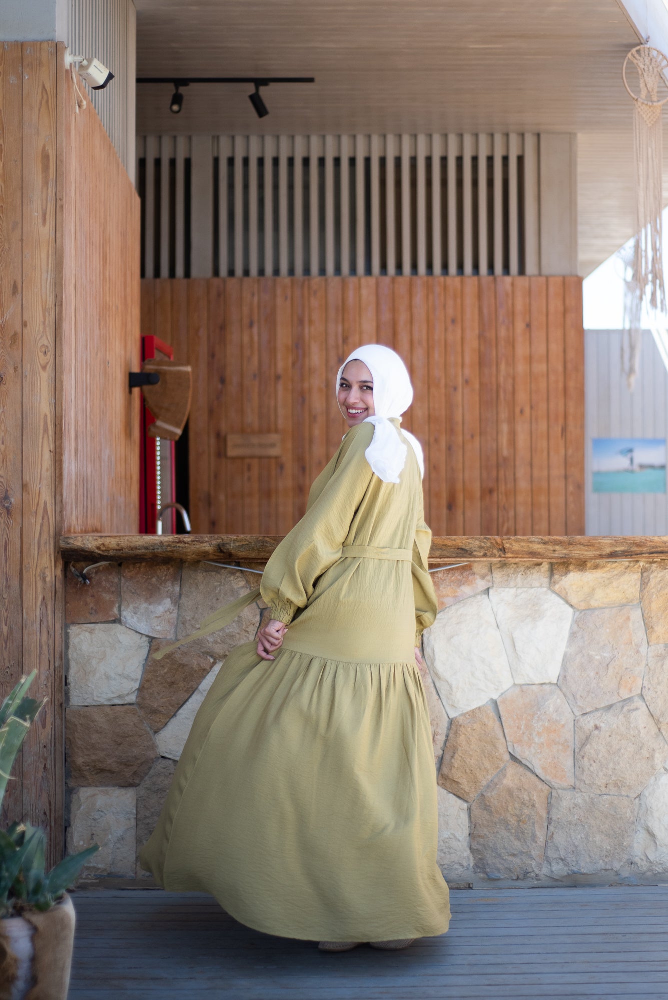 Frills Linen Dress - Kiwi