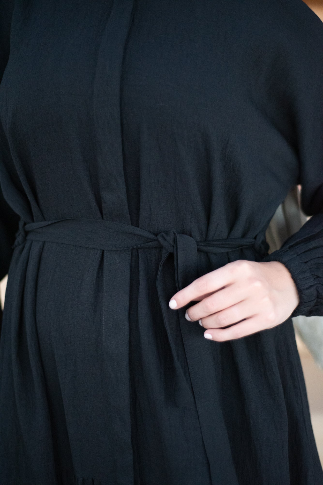 Frills Linen Dress - Black