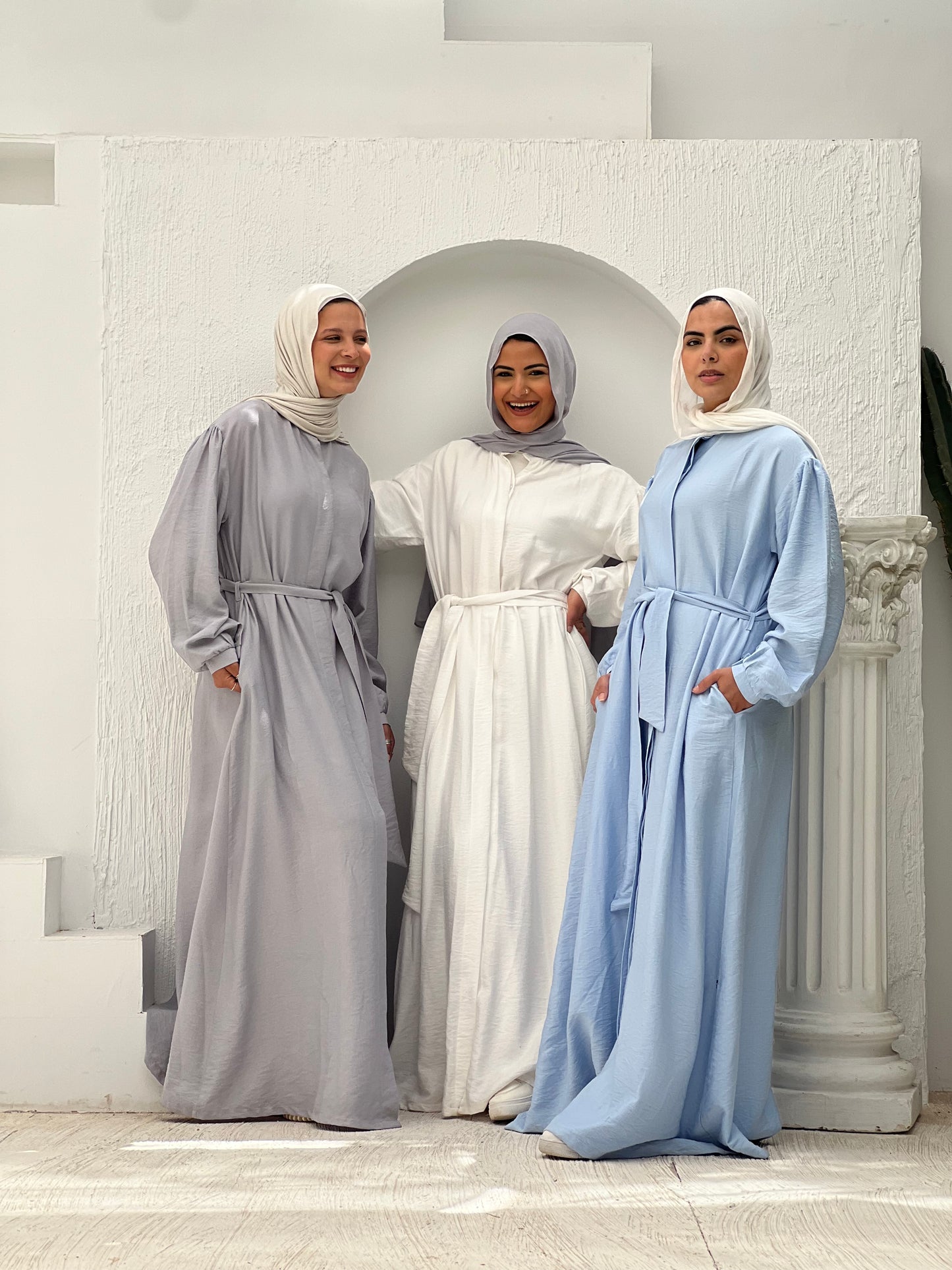 Linen Frills Dress - Light Blue