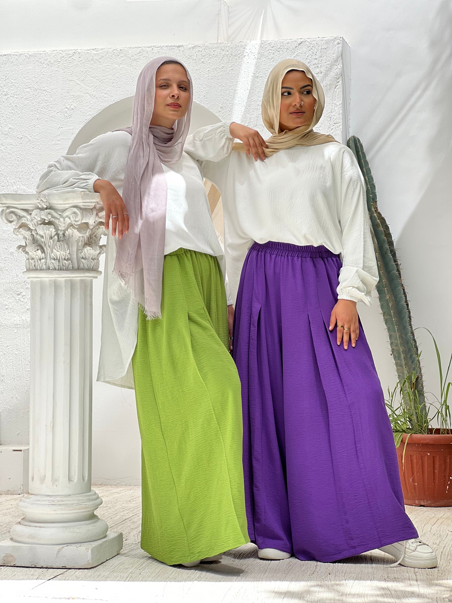 Front Pleats Pants - Purple