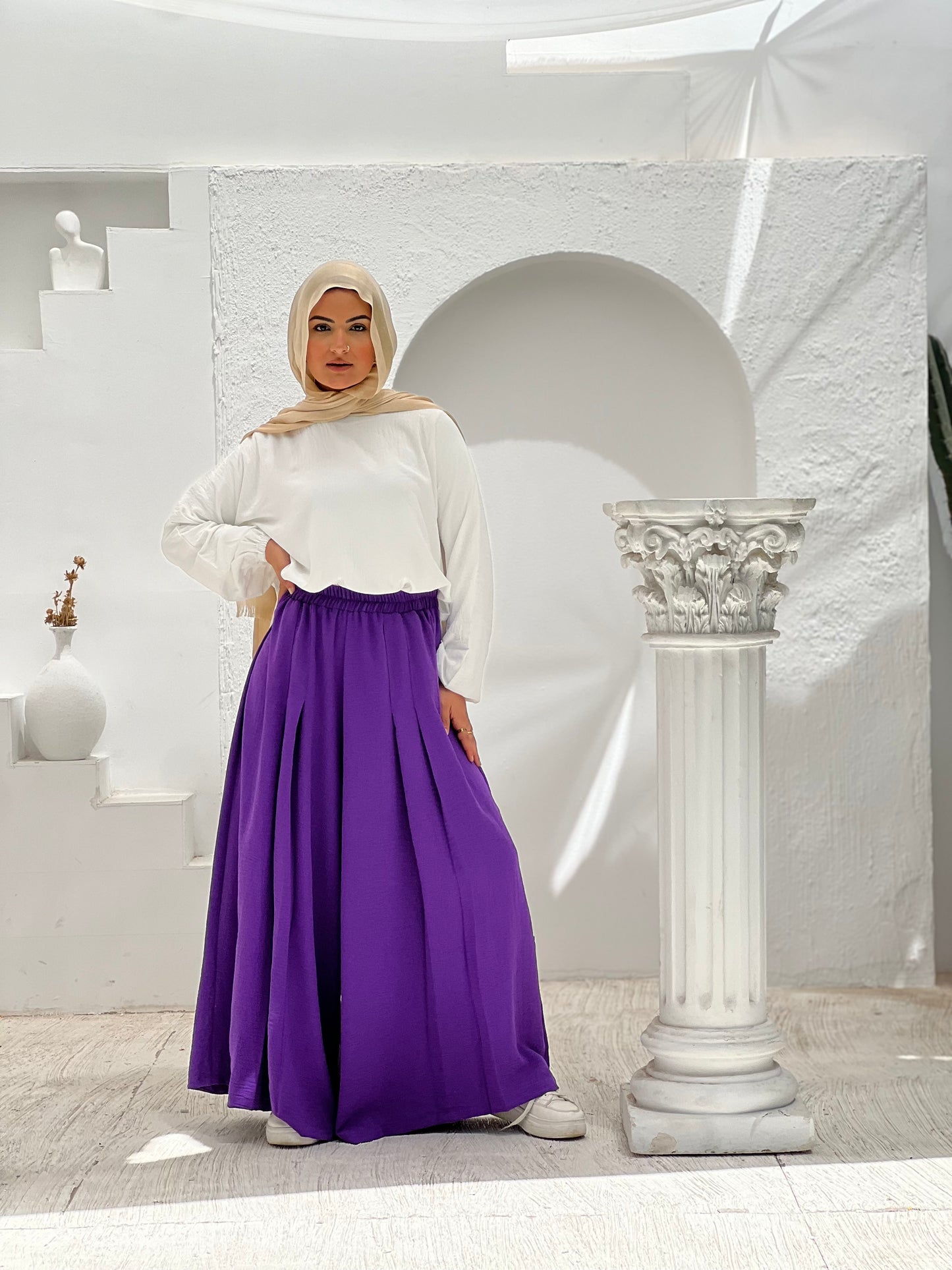 Front Pleats Pants - Purple