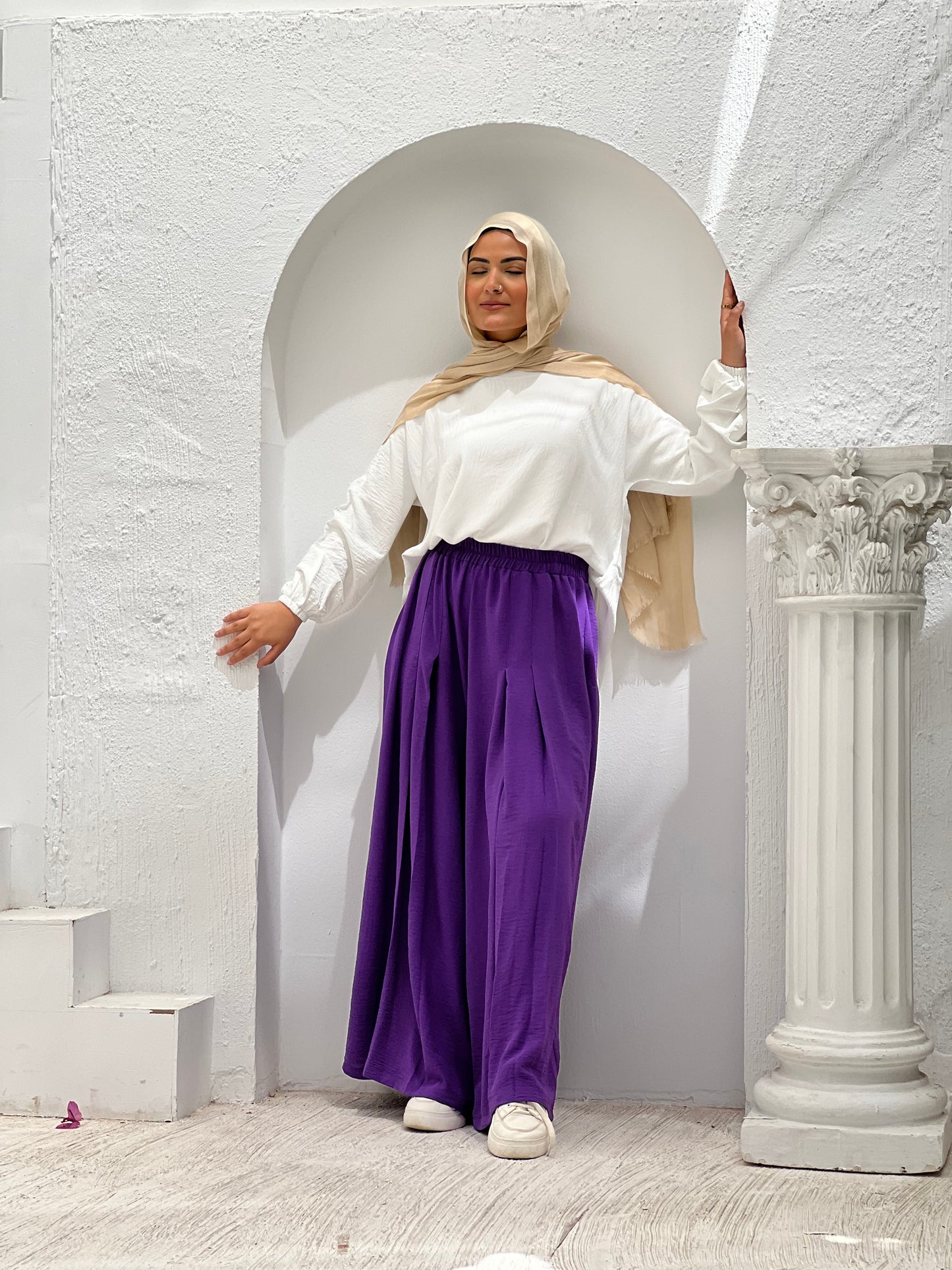 Front Pleats Pants - Purple