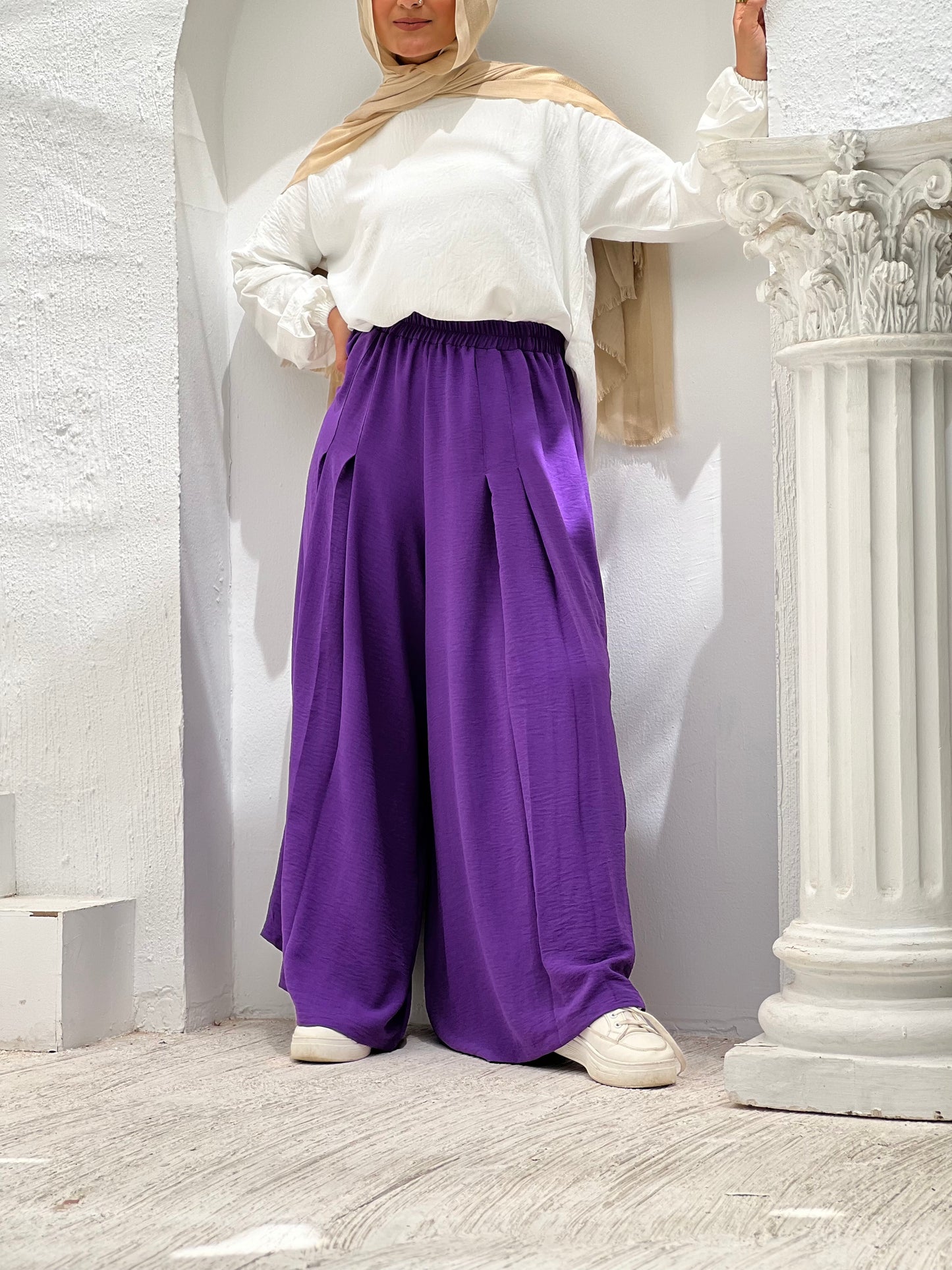 Front Pleats Pants - Purple