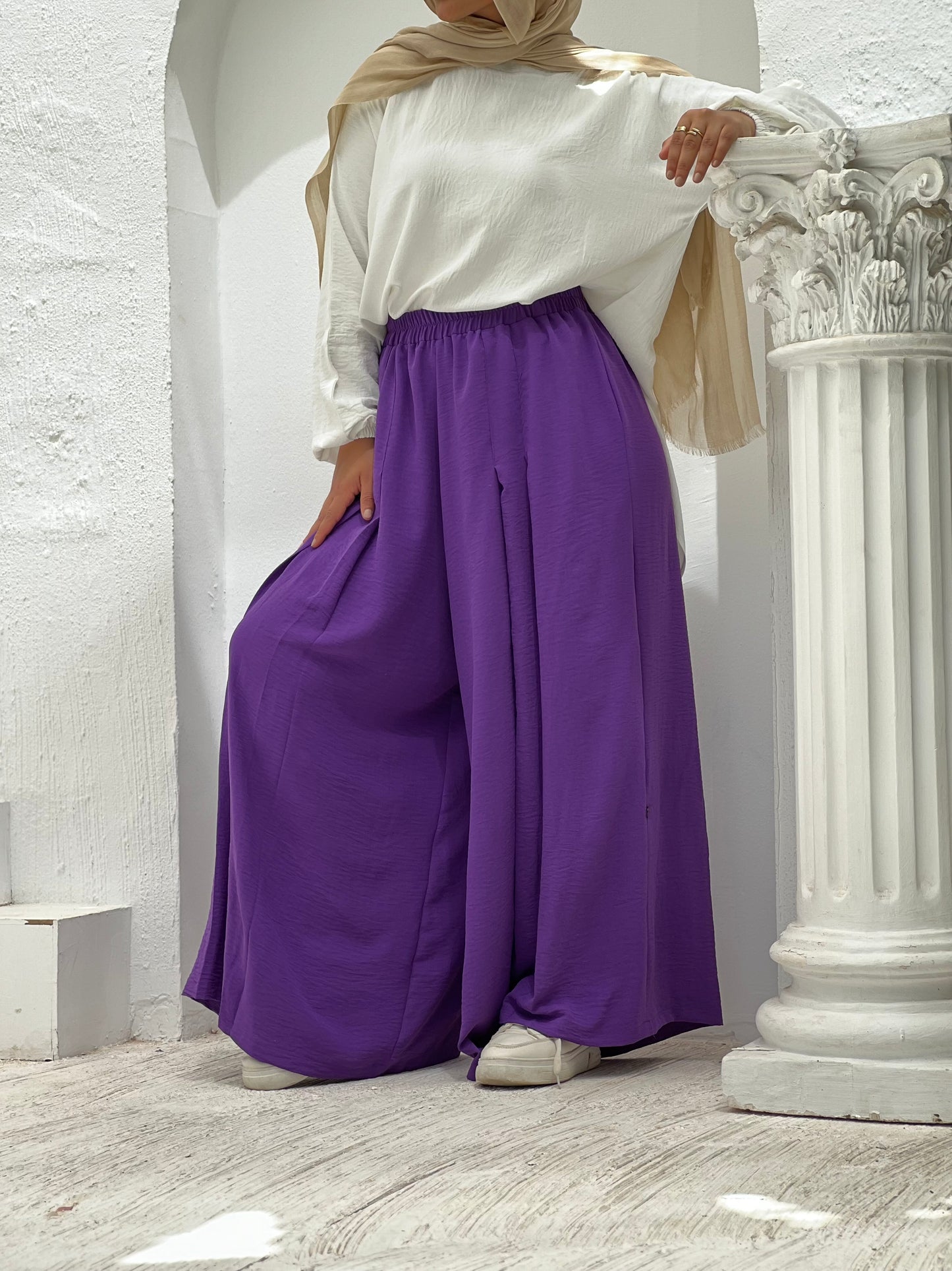 Front Pleats Pants - Purple