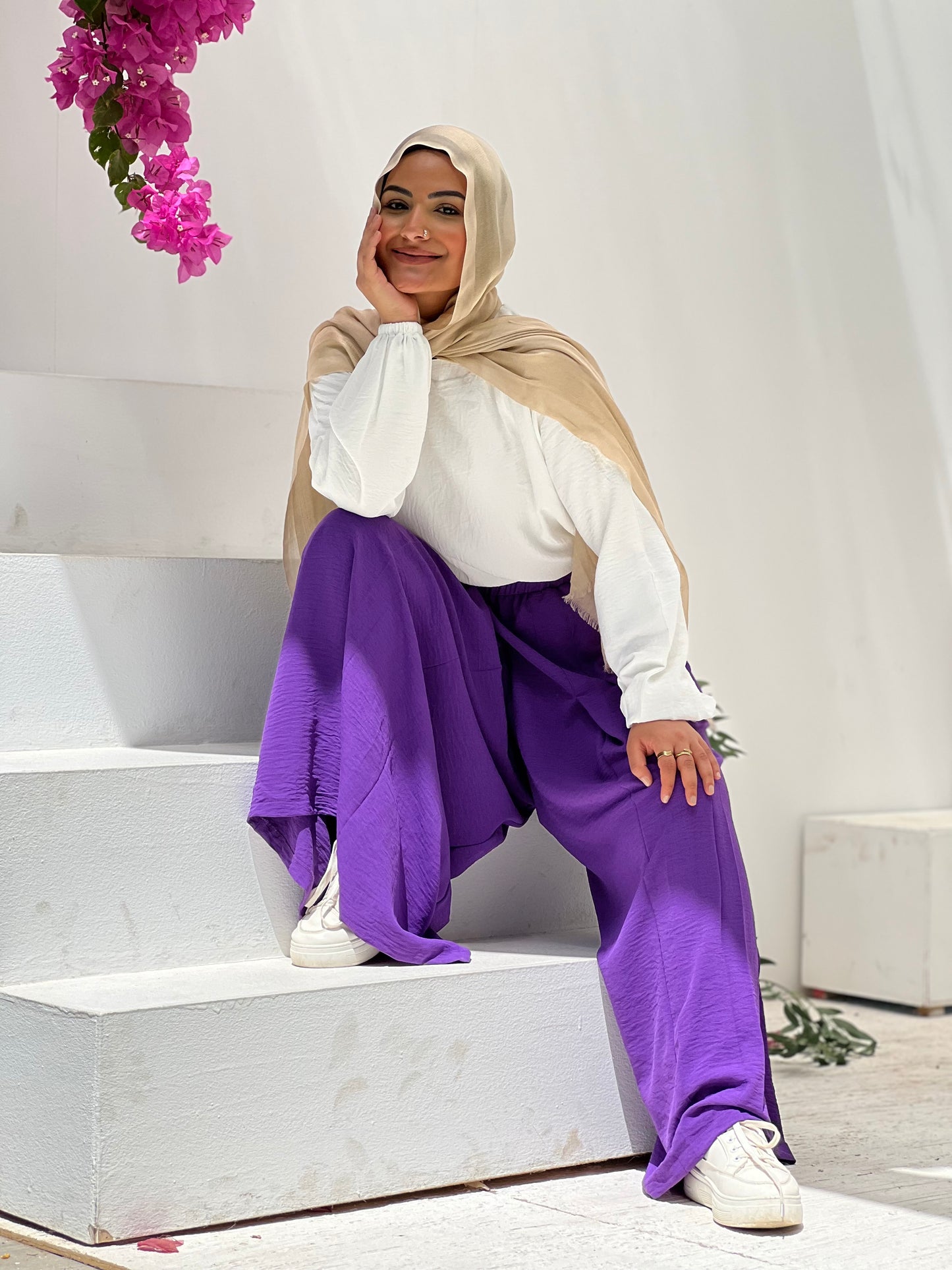 Front Pleats Pants - Purple