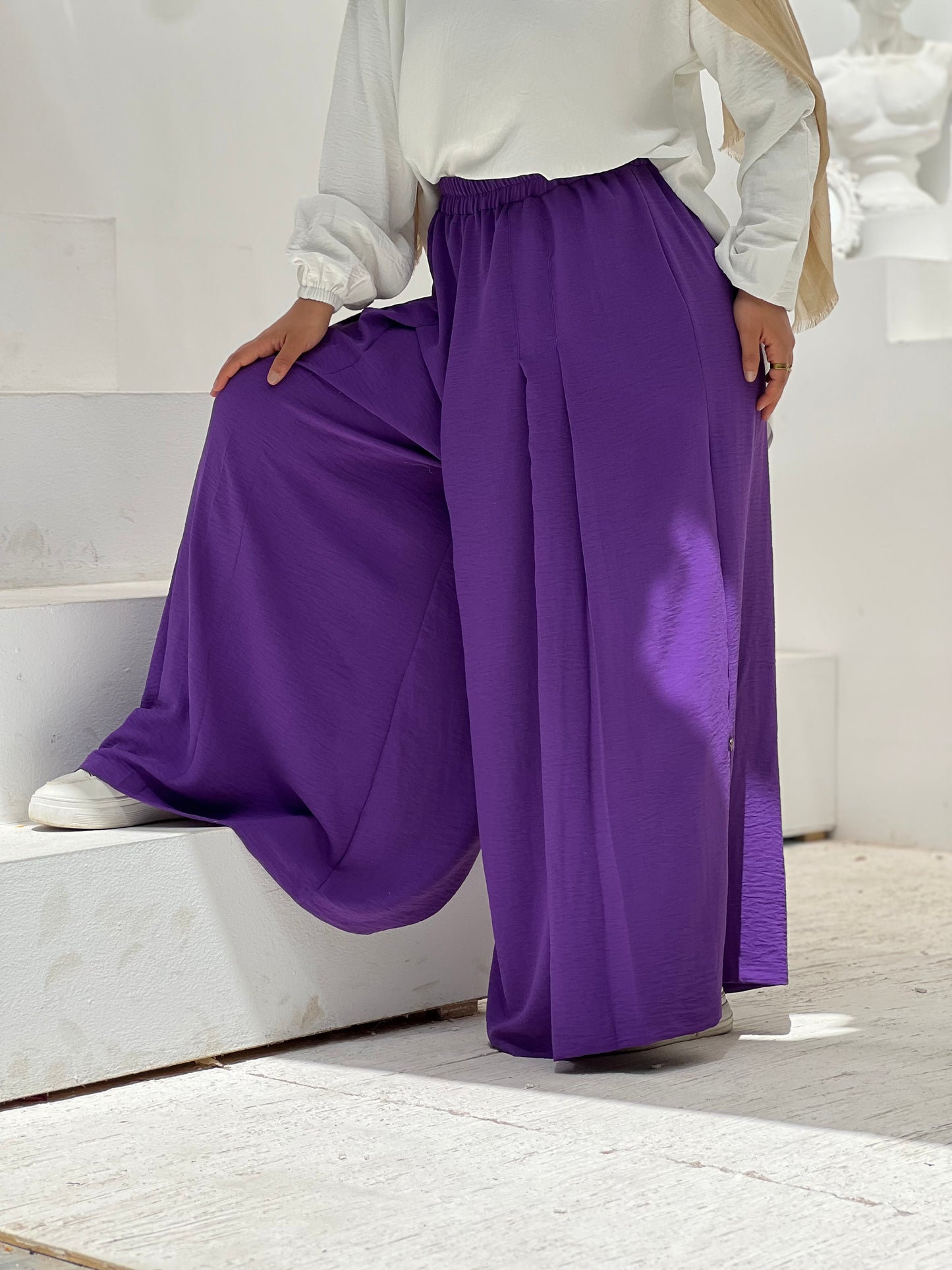 Front Pleats Pants - Purple