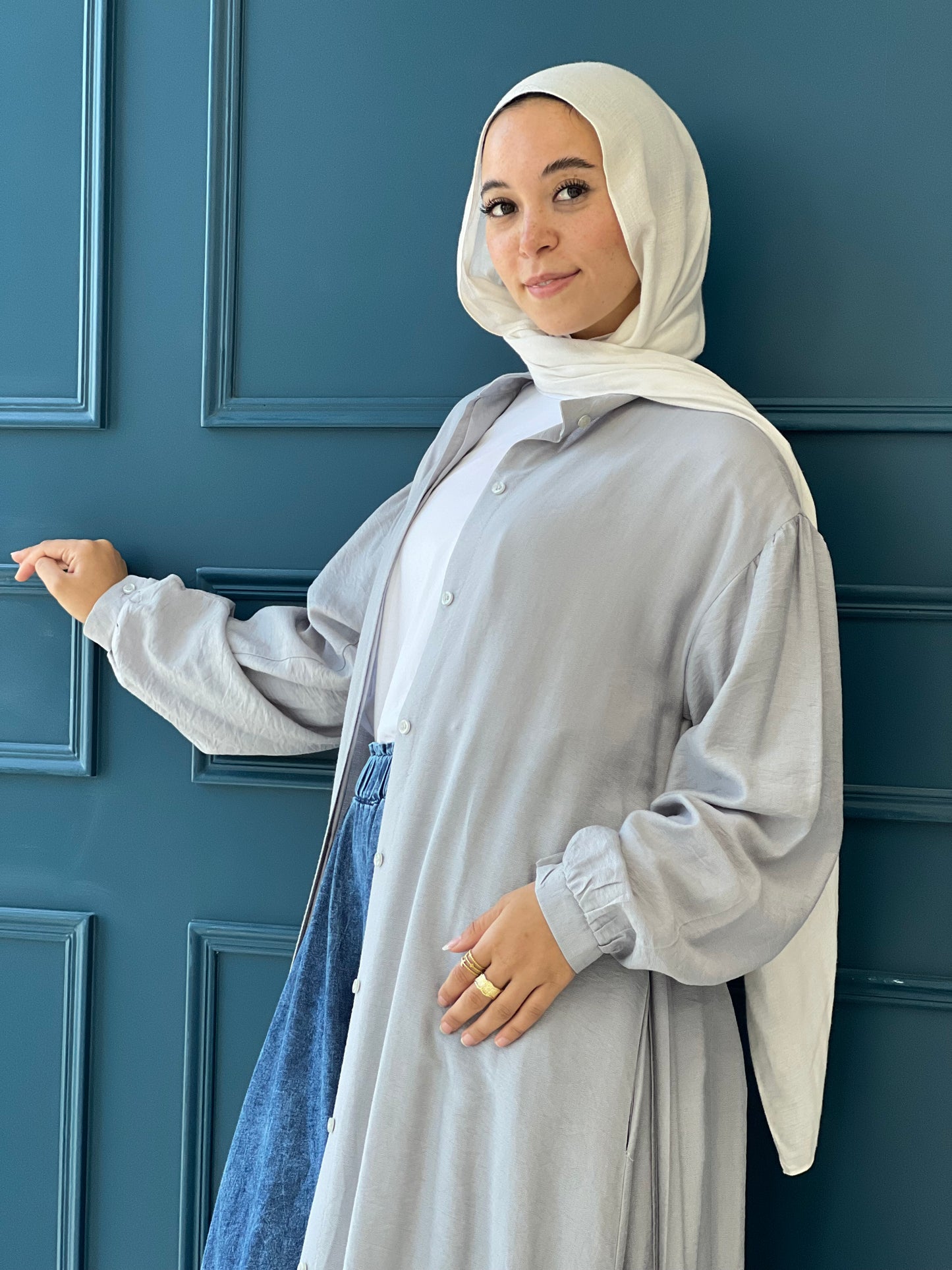 Linen Frills Dress - Grey