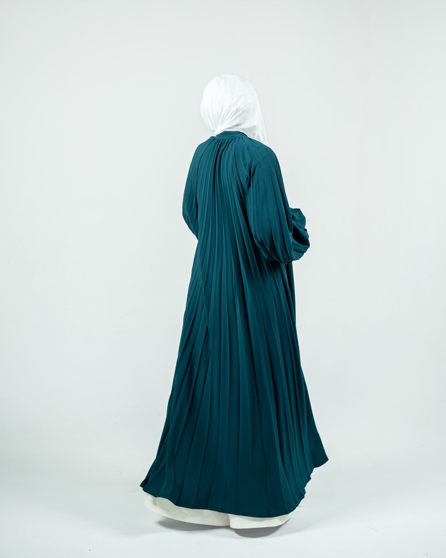 Pleated Abaya Dress - Teal