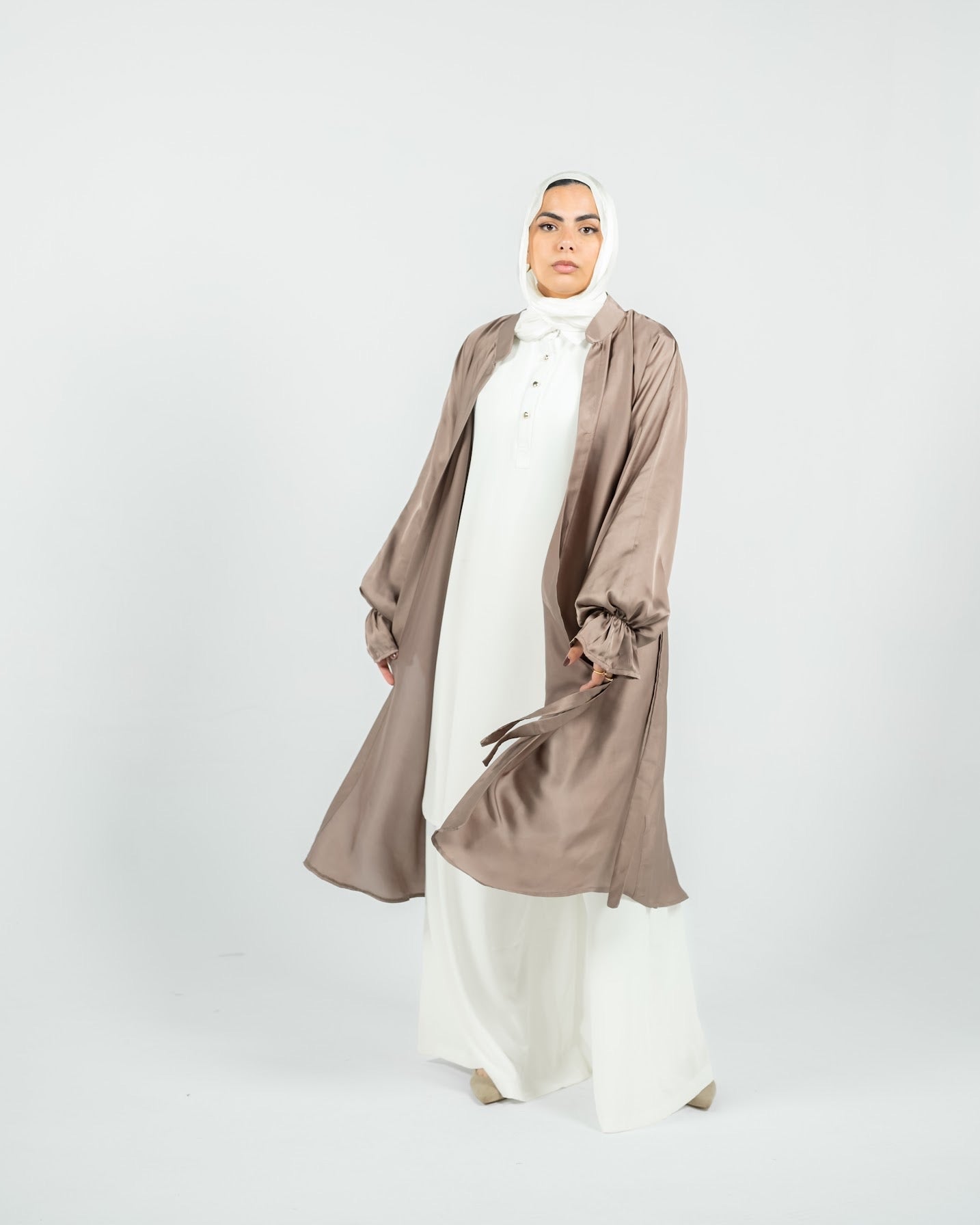 Silk Cardigan - Cafe